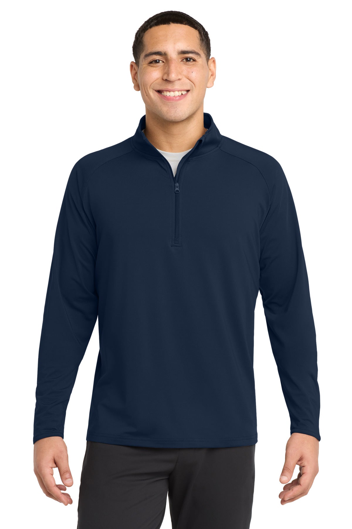 Custom logo Sport-Tek® Sport-Wick® Stretch 1/4-Zip Pullover. ST850 in True Navy