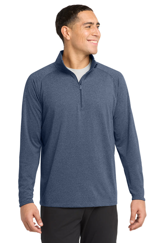Custom logo Sport-Tek® Sport-Wick® Stretch 1/4-Zip Pullover. ST850 in True Navy Heather