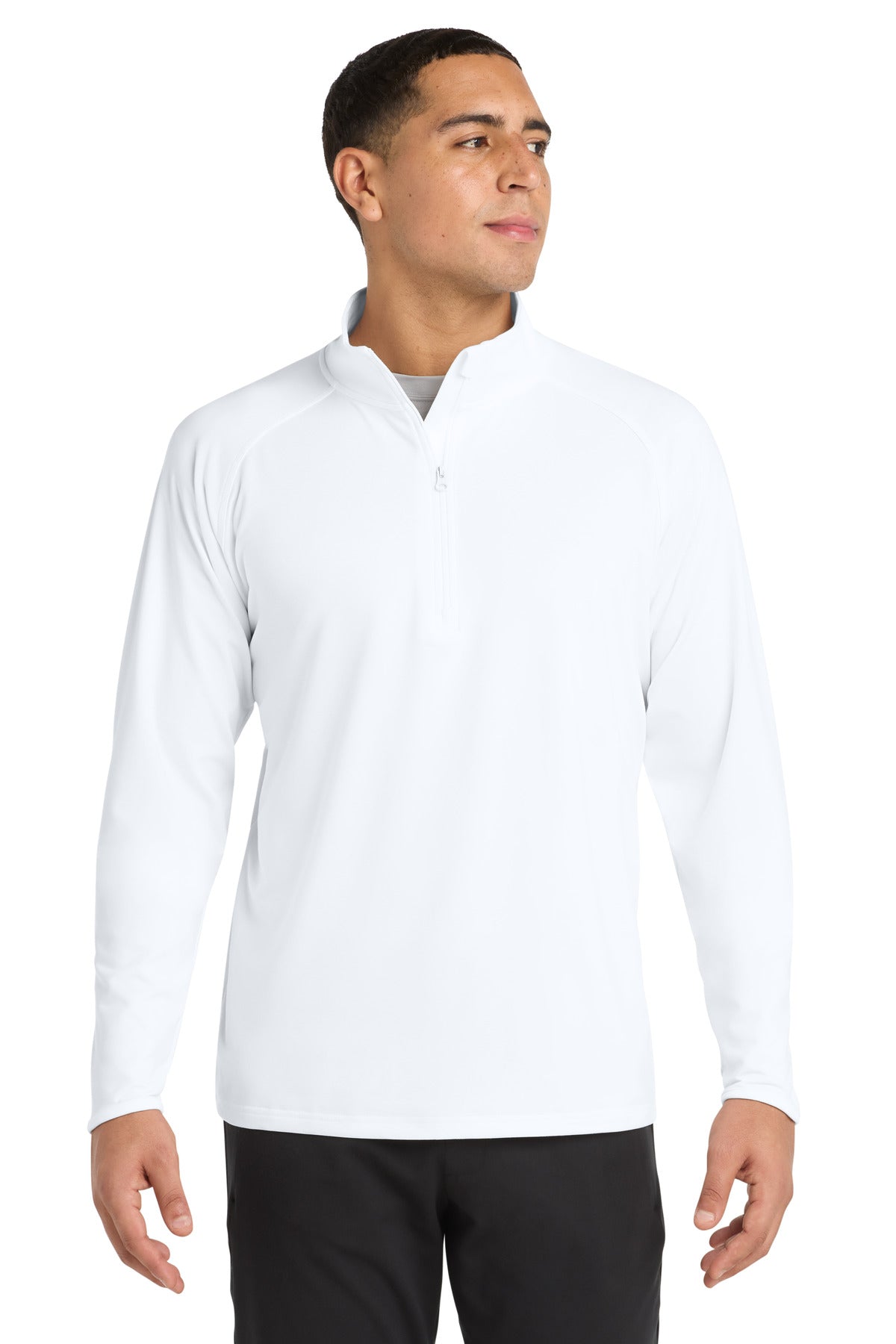 Custom logo Sport-Tek® Sport-Wick® Stretch 1/4-Zip Pullover. ST850 in White