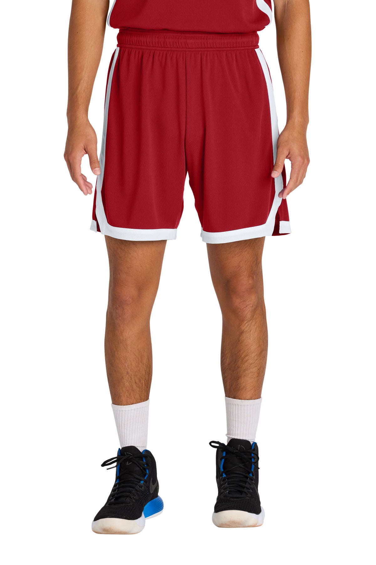 Custom logo Sport-Tek® Rival Basketball 7 Short ST901 in Deep Red/ White