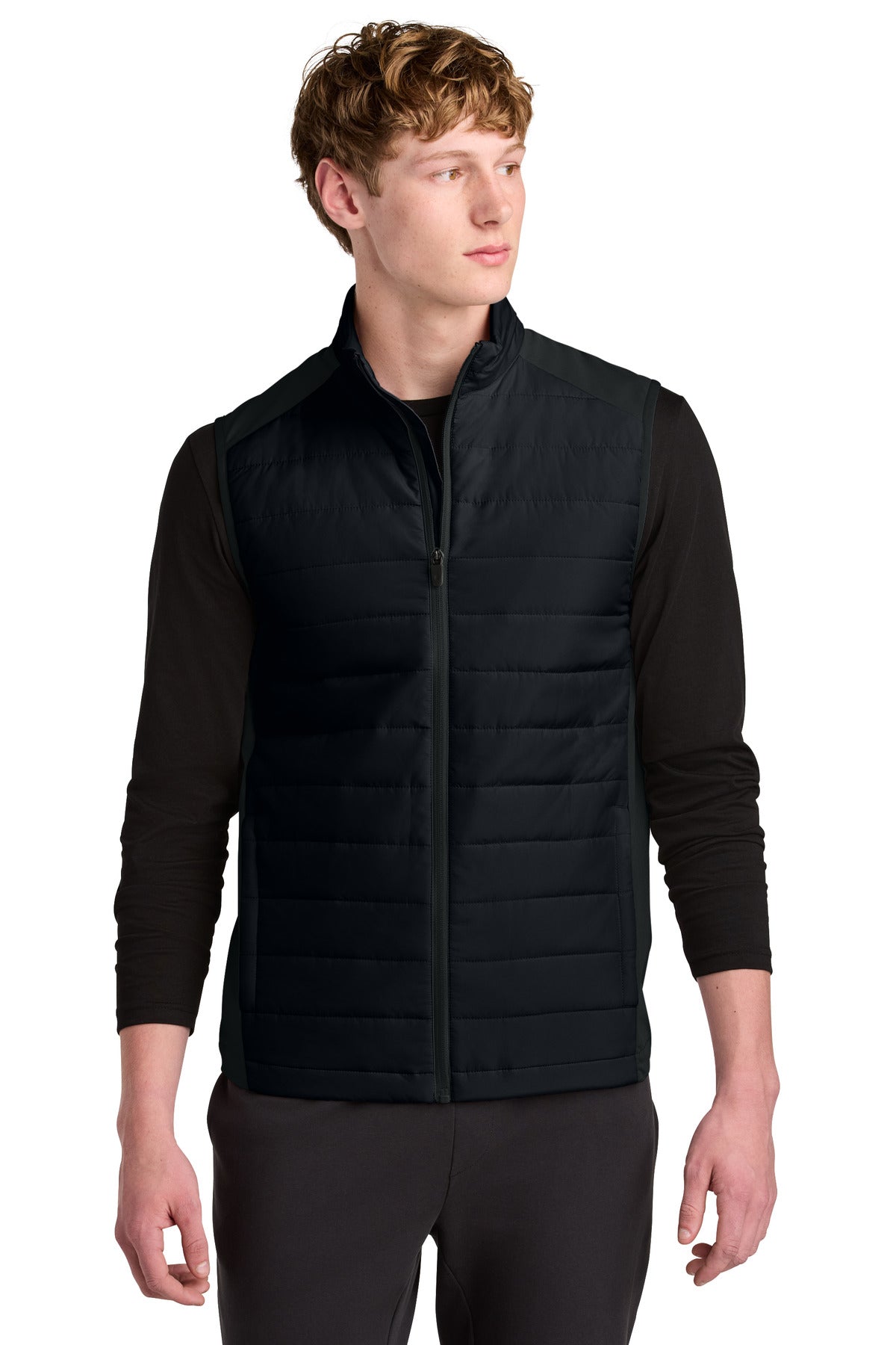 Custom logo Sport-Tek® Teknical Hybrid Vest ST941 in Black