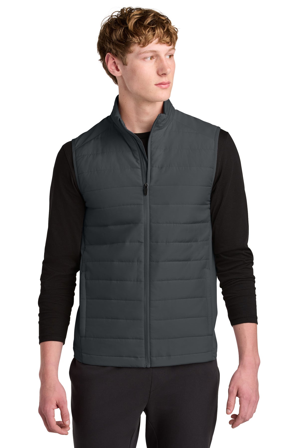 Custom logo Sport-Tek® Teknical Hybrid Vest ST941 in Iron Grey