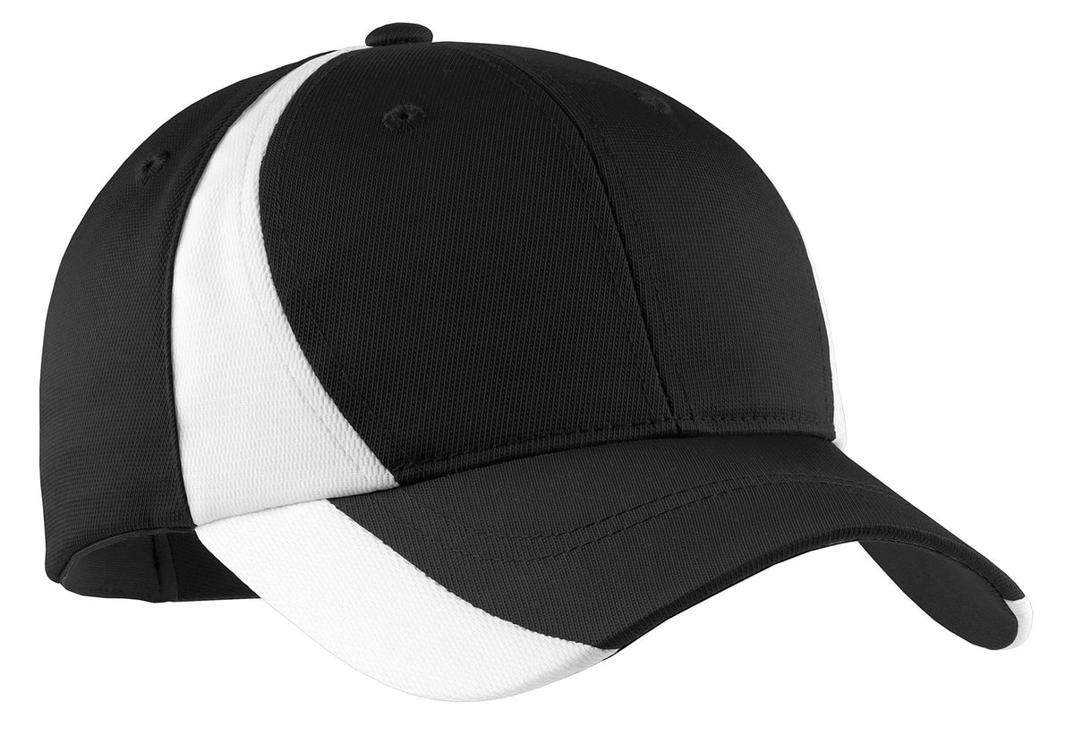 Custom logo Sport-Tek® Dry Zone® Nylon Colorblock Cap. STC11 in Black/ White