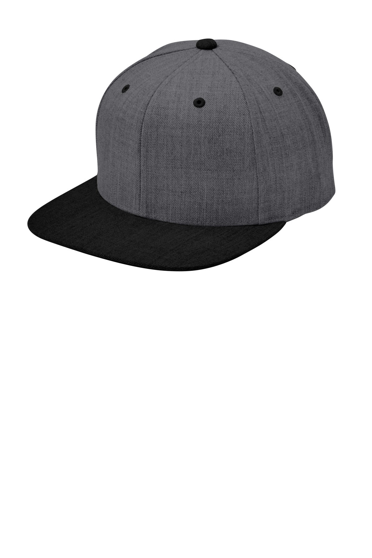 Custom logo Sport-Tek® YP Classics® Flat Bill Snapback Cap. STC19 in Dark Heather Grey/ Black