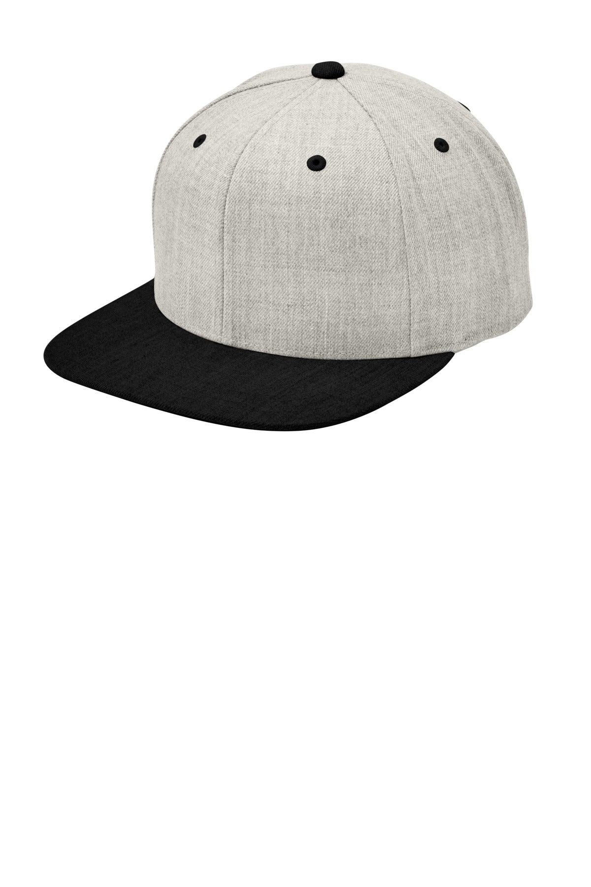 Custom logo Sport-Tek® YP Classics® Flat Bill Snapback Cap. STC19 in Heather Grey/ Black