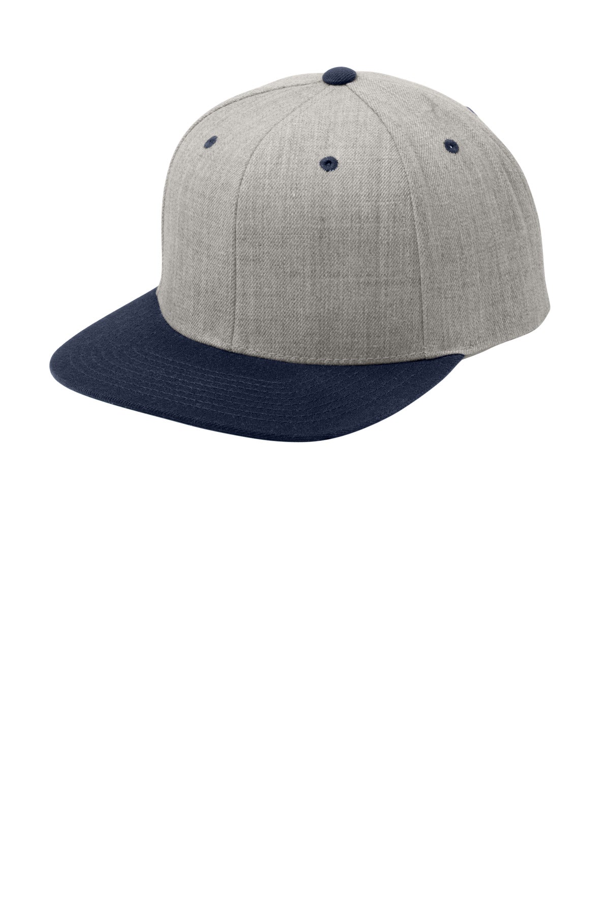 Custom logo Sport-Tek® YP Classics® Flat Bill Snapback Cap. STC19 in Heather Grey/ True Navy