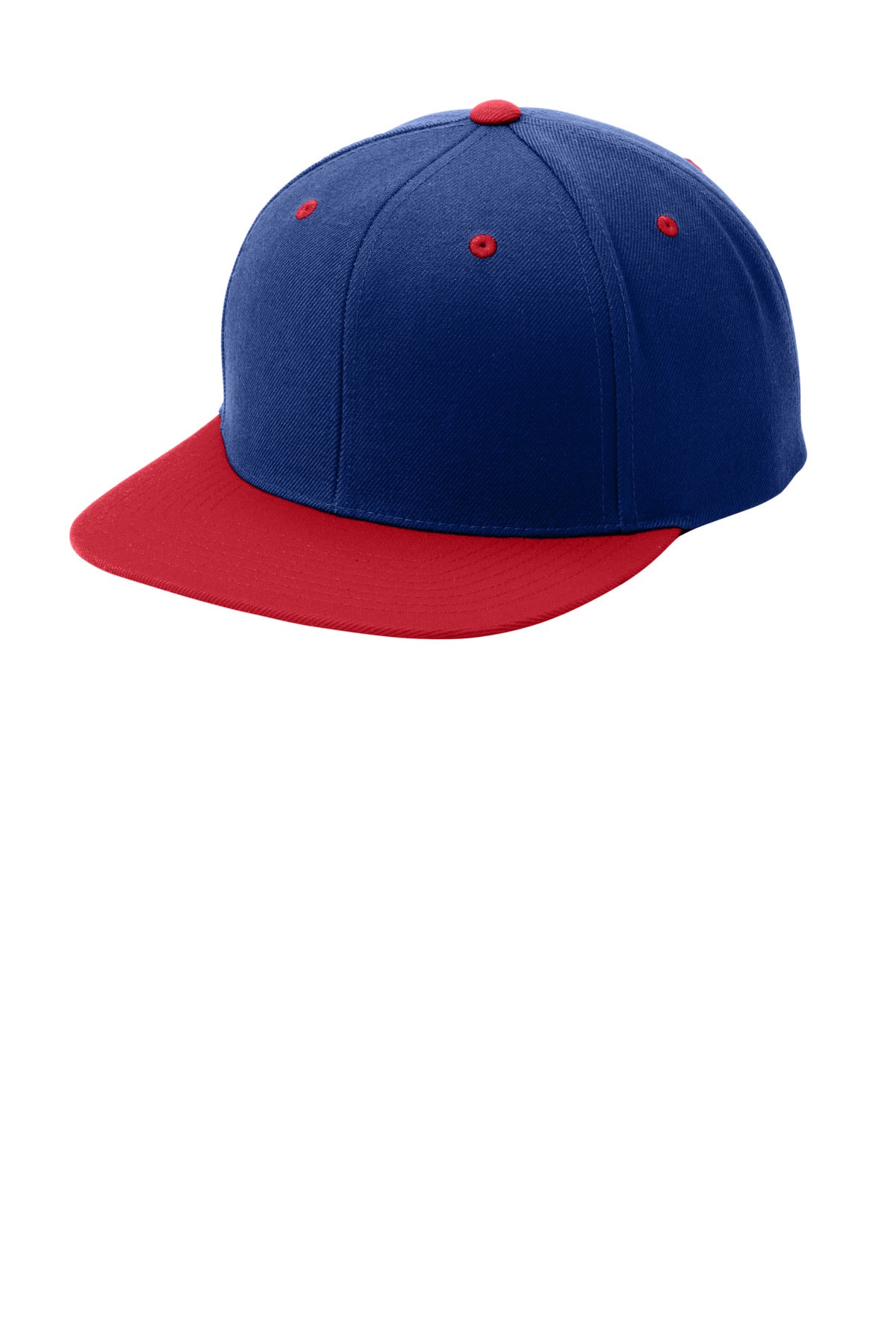 Custom logo Sport-Tek® YP Classics® Flat Bill Snapback Cap. STC19 in True Royal/ True Red