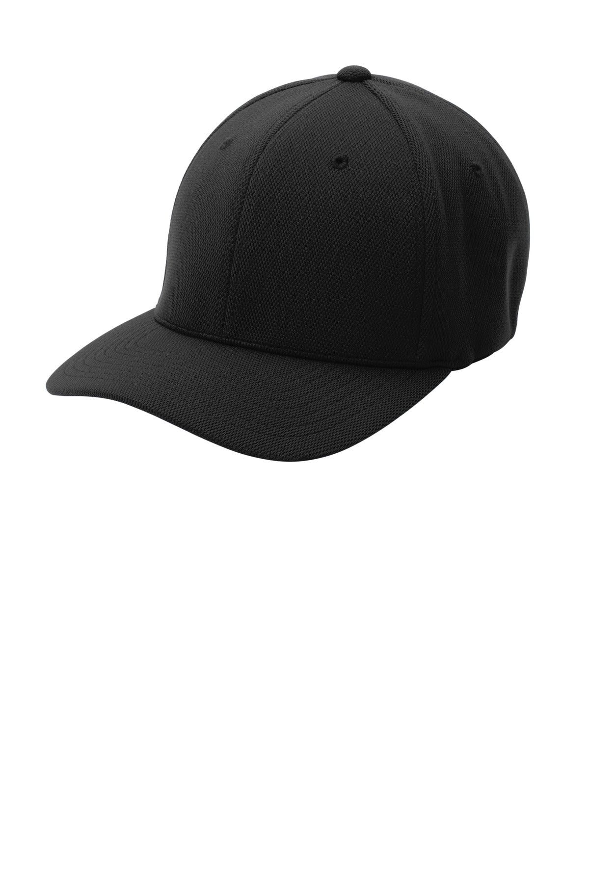 Custom logo Sport-Tek® Flexfit® Cool & Dry Poly Block Mesh Cap. STC22 in Black