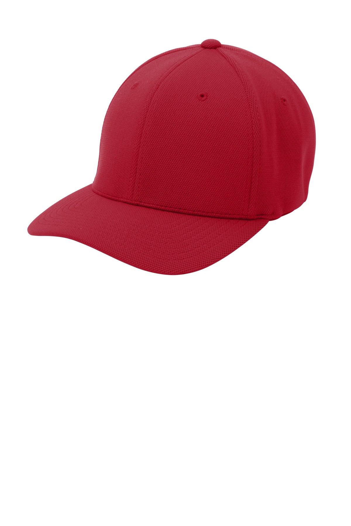 Custom logo Sport-Tek® Flexfit® Cool & Dry Poly Block Mesh Cap. STC22 in True Red