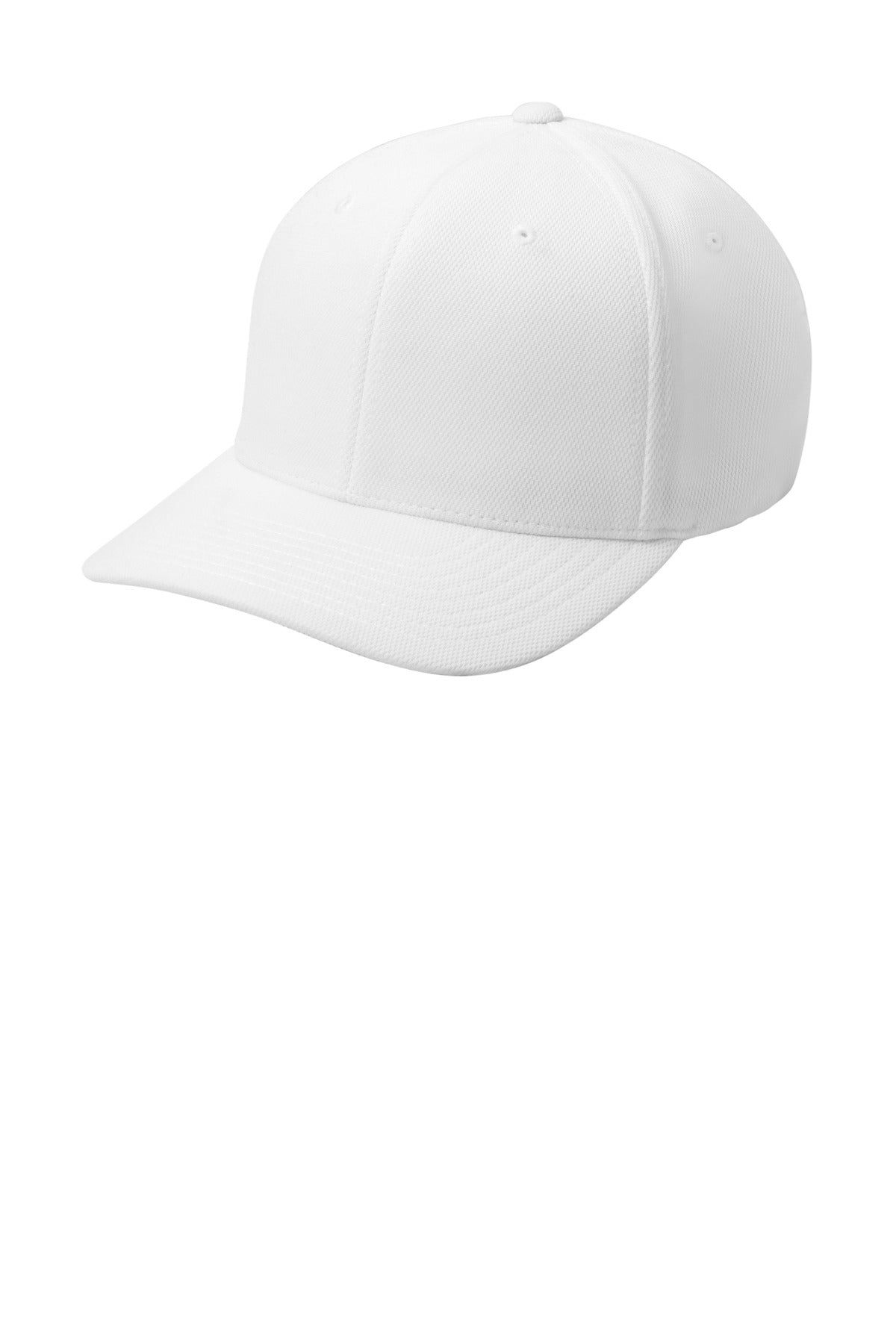 Custom logo Sport-Tek® Flexfit® Cool & Dry Poly Block Mesh Cap. STC22 in White