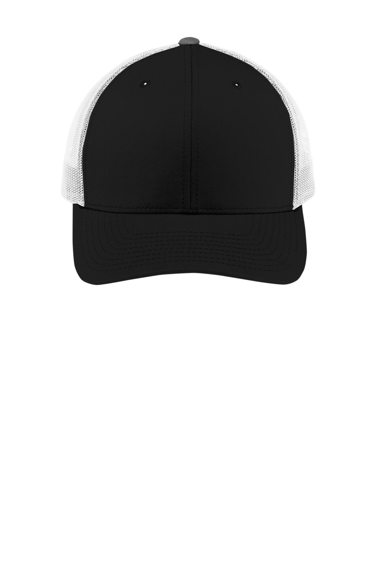 Custom logo Sport-Tek® YP Classics® Retro Trucker Cap. STC39 in Black/ White