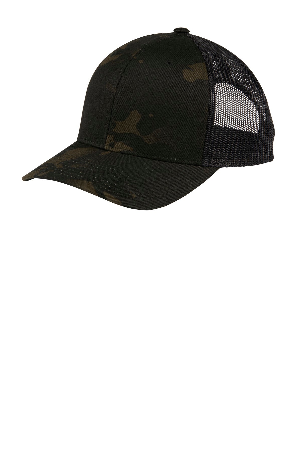 Custom logo Sport-Tek® YP Classics® Retro Trucker Cap. STC39 in Multicam Black