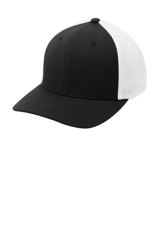 Custom logo Sport-Tek ® Flexfit ® Air Mesh Back Cap. STC40 in Black/ White