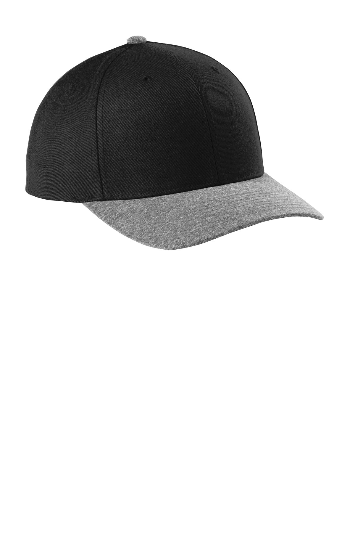 Custom logo Sport-Tek ® YP Classics ® Curve Bill Snapback Cap. STC43 in Black/ Grey Heather