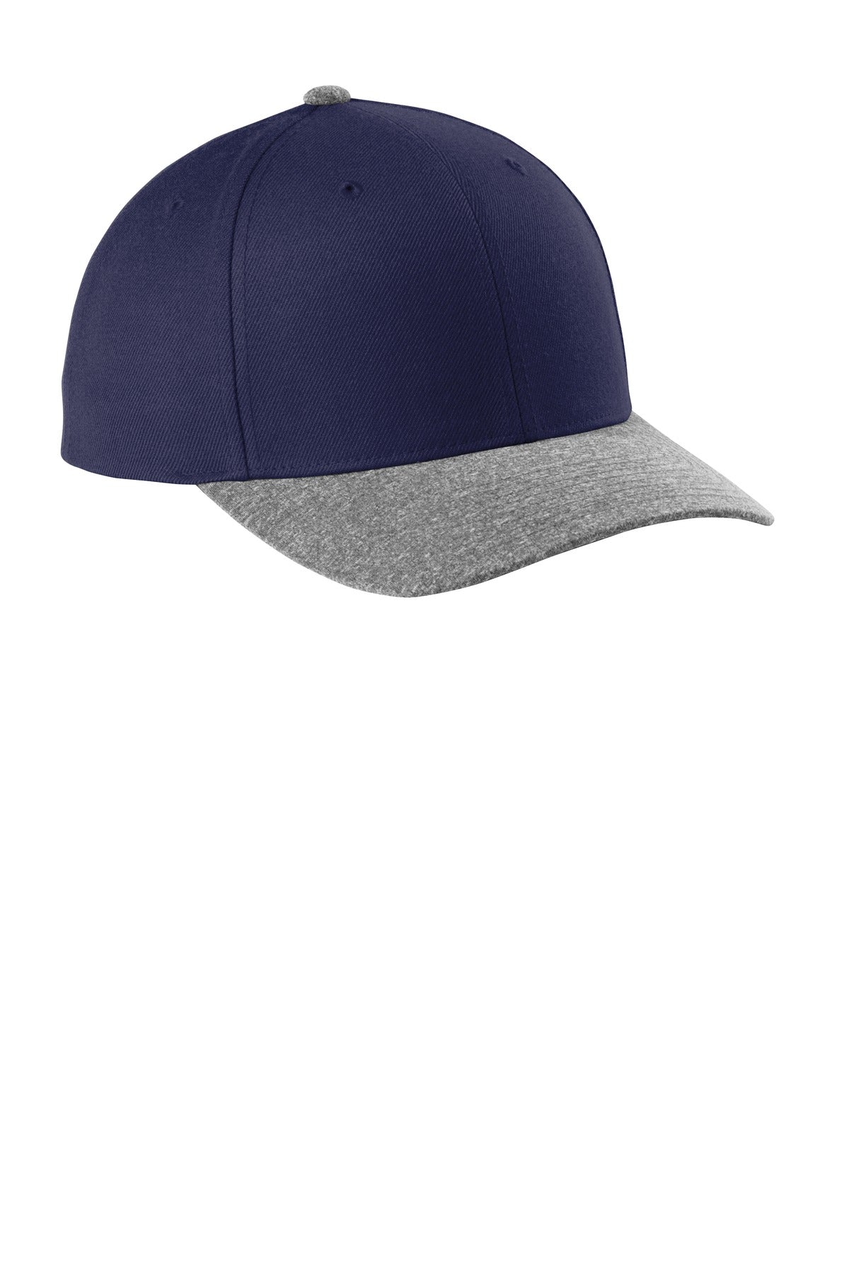 Custom logo Sport-Tek ® YP Classics ® Curve Bill Snapback Cap. STC43 in True Navy/ Grey Heather