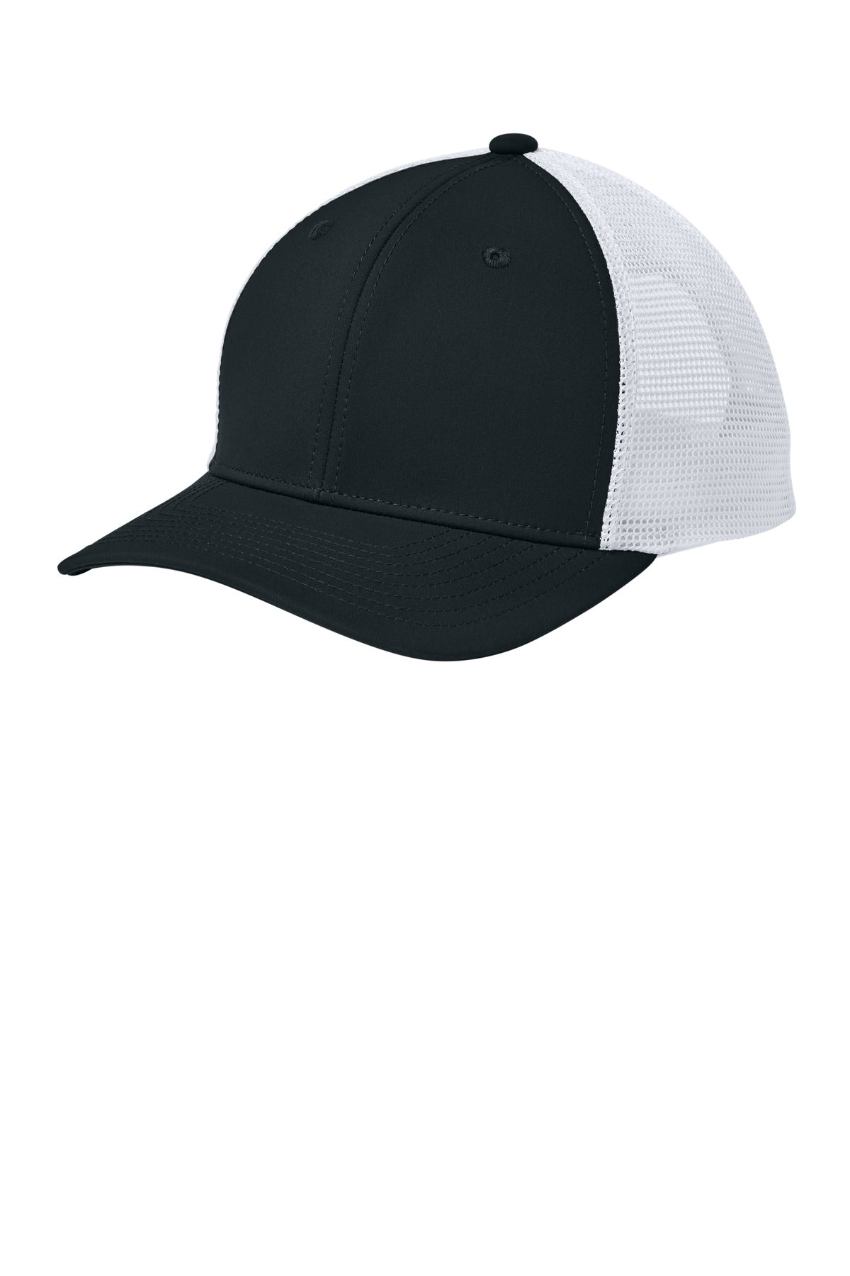 Custom logo Sport-Tek® Club Trucker Cap STC46 in Black/ White