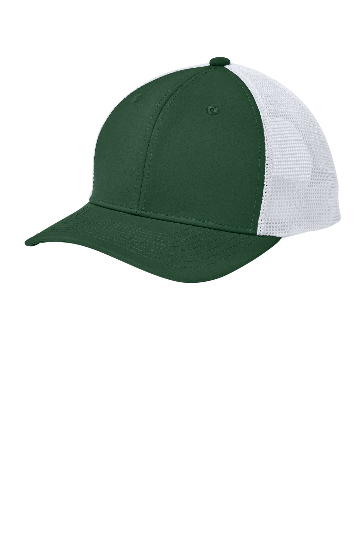 Custom logo Sport-Tek® Club Trucker Cap STC46 in Forest Green/ White