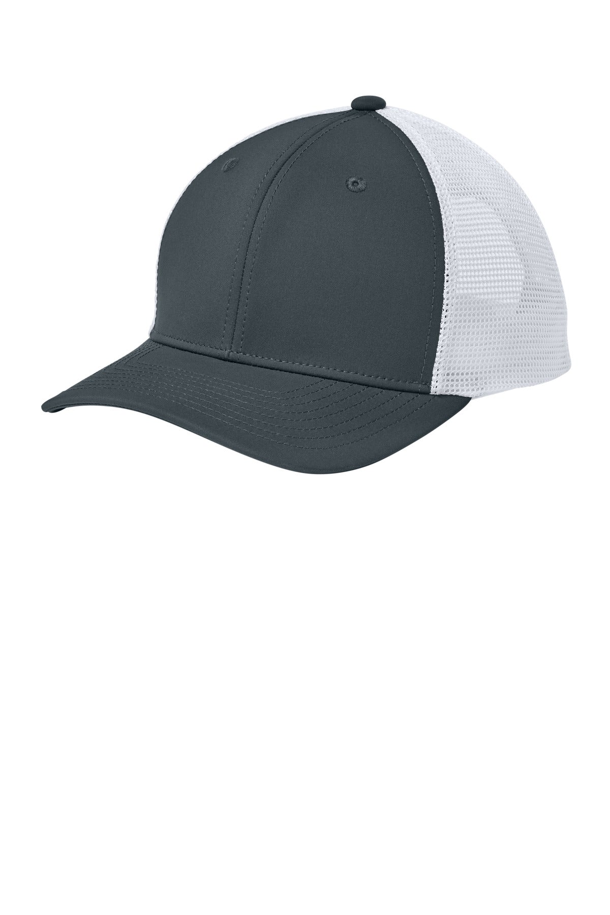 Custom logo Sport-Tek® Club Trucker Cap STC46 in Iron Grey/ White