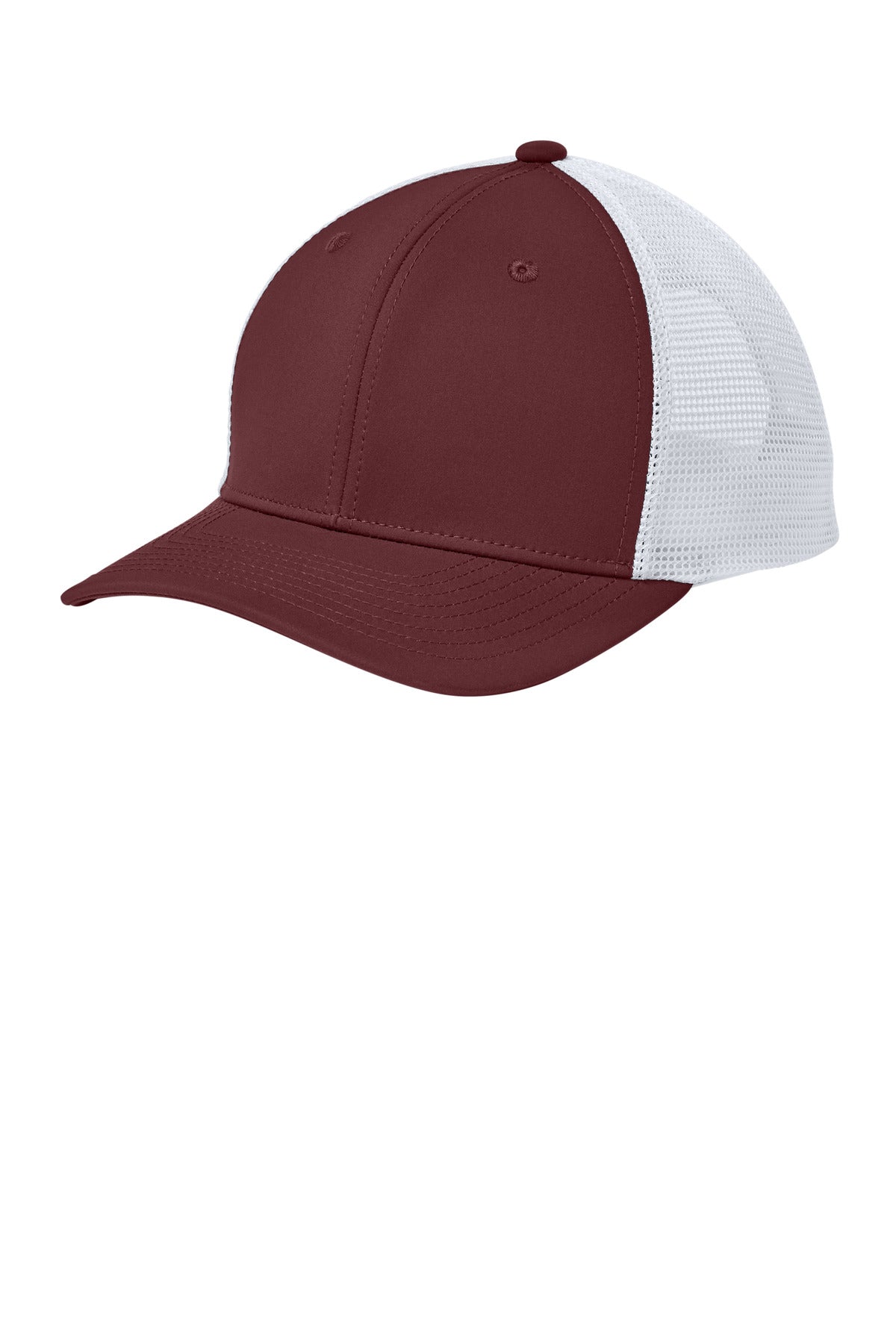 Custom logo Sport-Tek® Club Trucker Cap STC46 in Maroon/ White