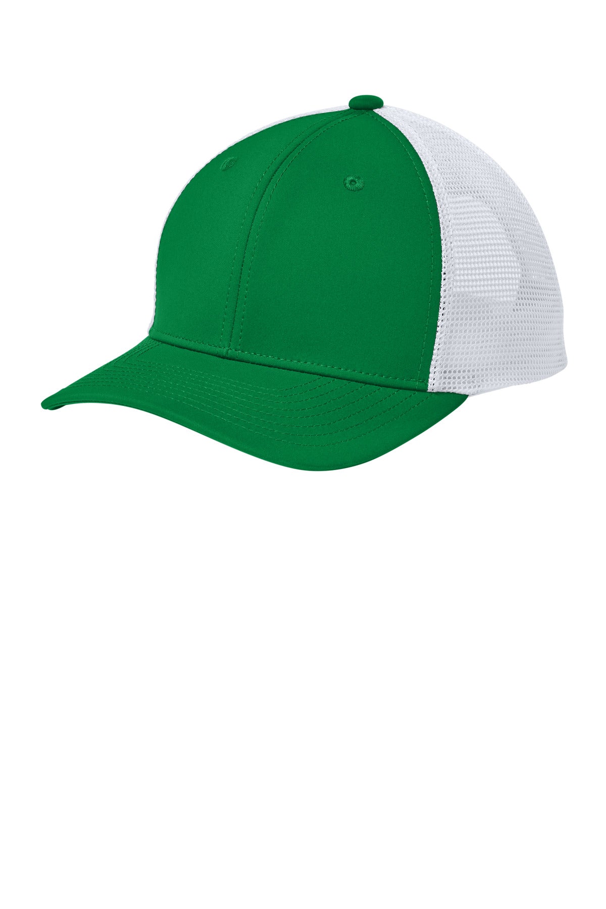 Custom logo Sport-Tek® Club Trucker Cap STC46 in True Kelly Green/ White
