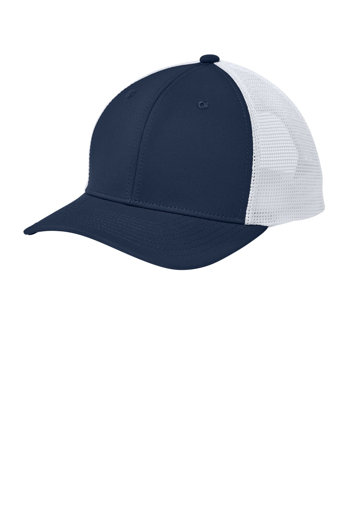 Custom logo Sport-Tek® Club Trucker Cap STC46 in True Navy/ White