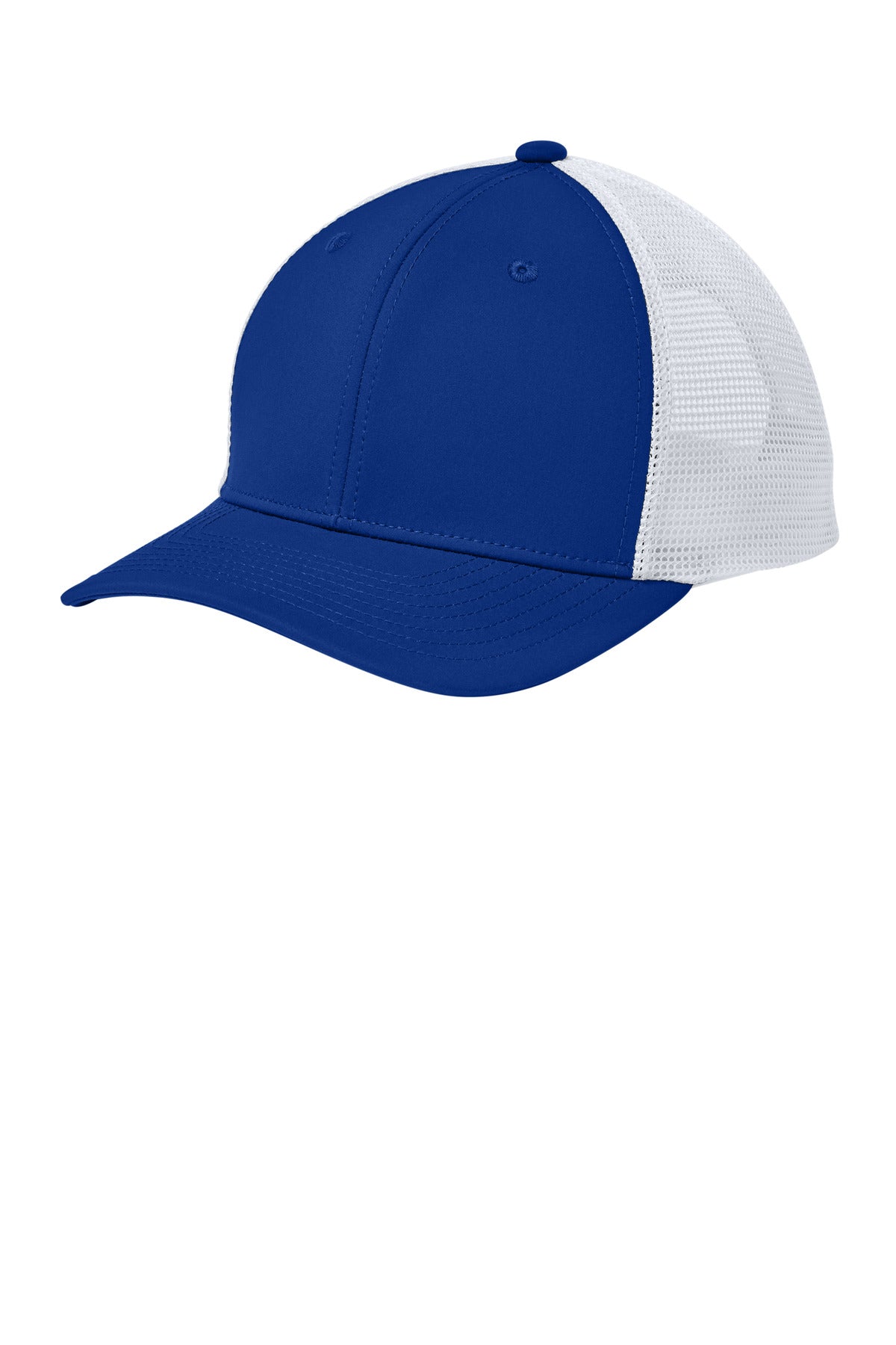Custom logo Sport-Tek® Club Trucker Cap STC46 in True Royal/ White