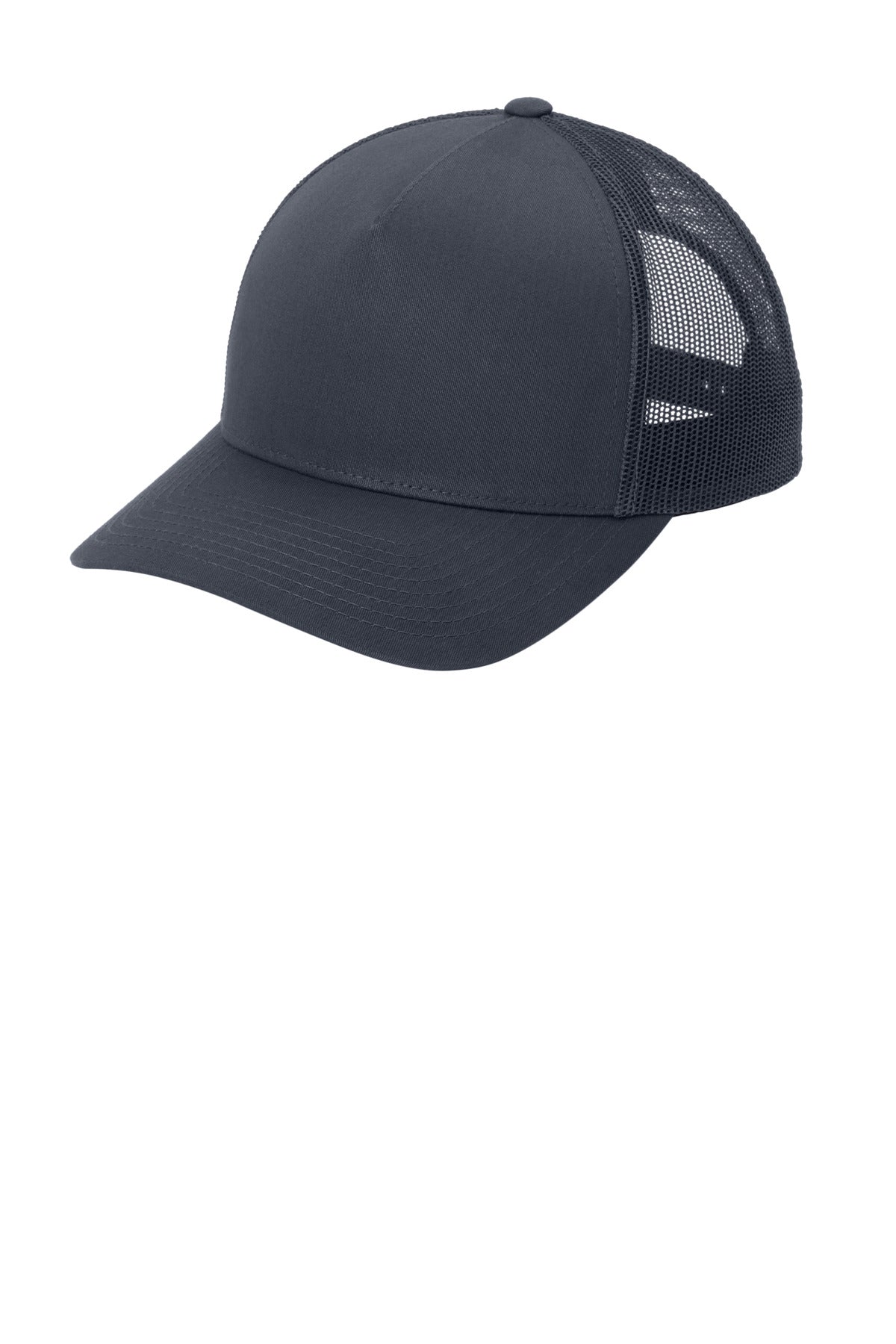 Custom logo Sport-Tek® YP Classics® Retro Trucker 5-Panel Cap STC54 in Iron Grey/ Iron Grey