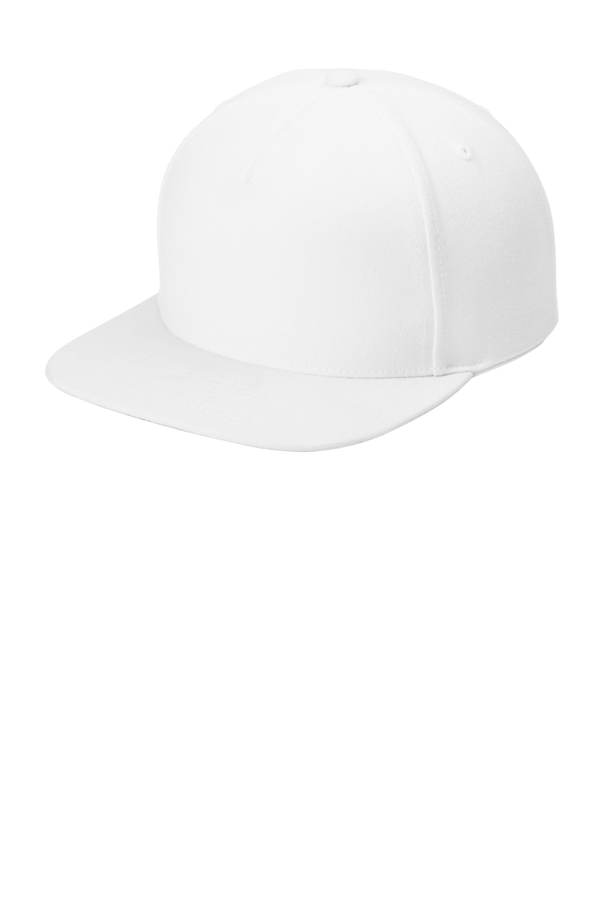 Custom logo Sport-Tek® YP Classics® Premium 5-Panel Snapback Cap STC55 in White