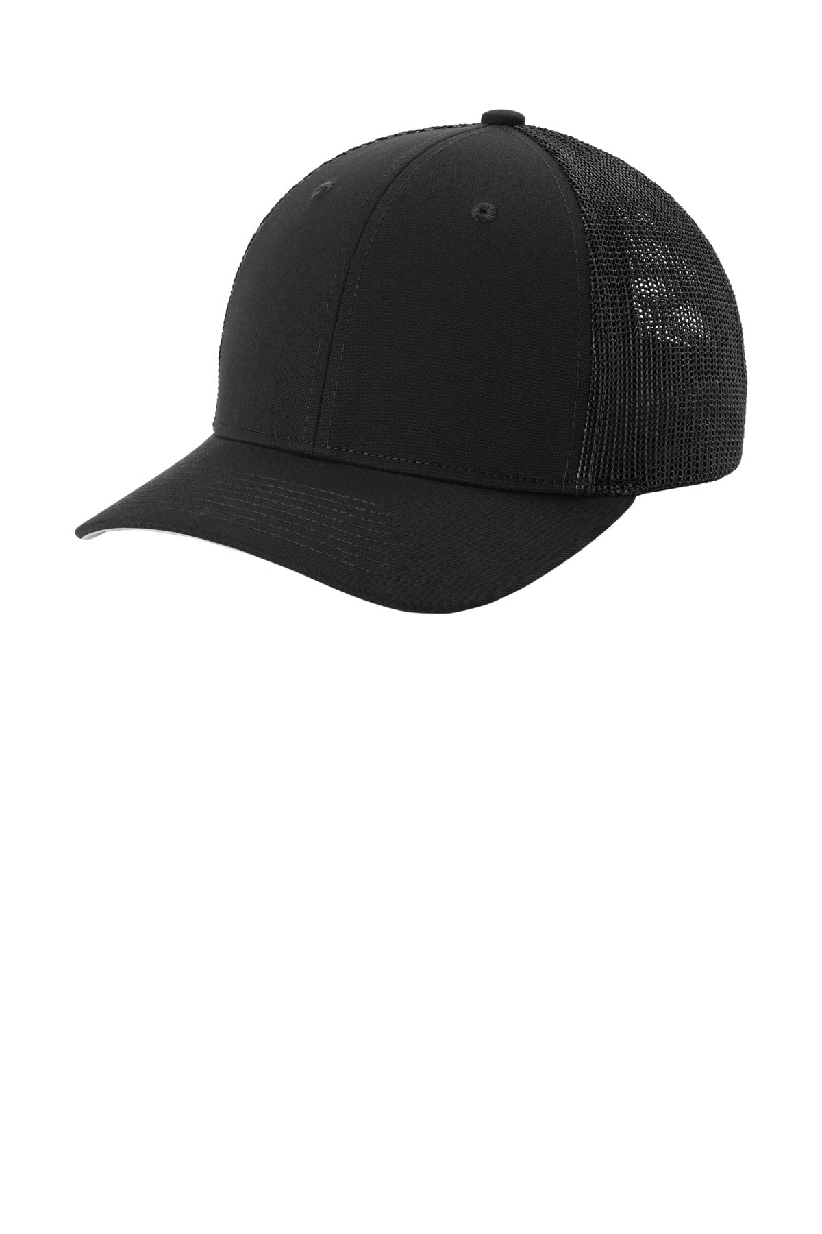 Custom logo Sport-Tek® Stretch-Tek Mesh Back Cap STC60 in Black/ Black