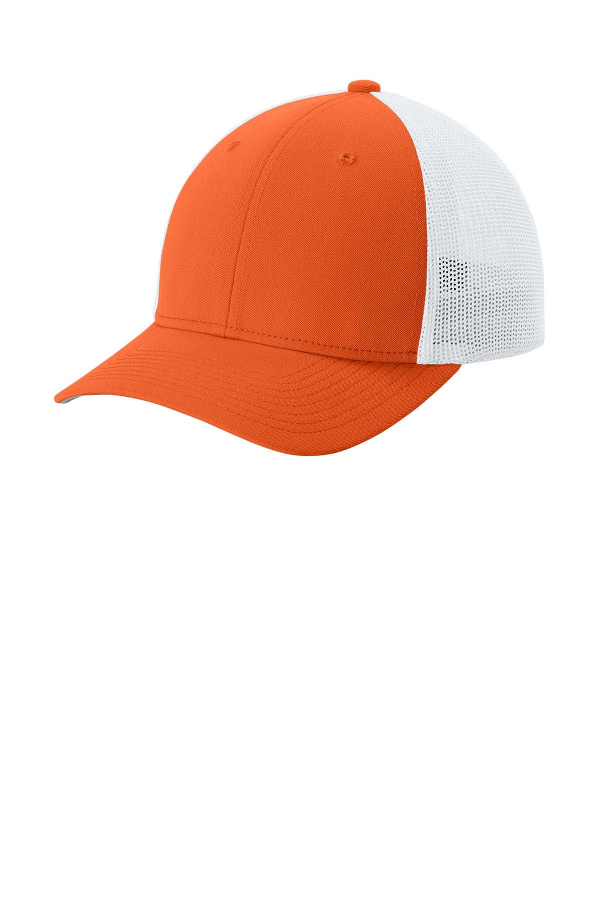 Custom logo Sport-Tek® Stretch-Tek Mesh Back Cap STC60 in Deep Orange/ White