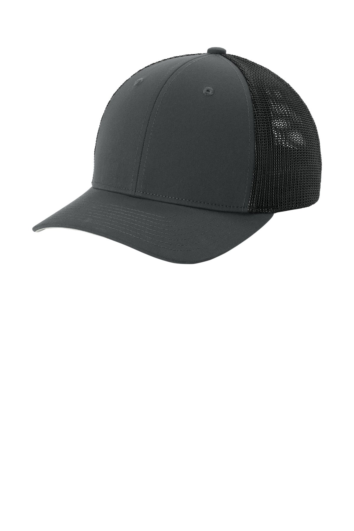 Custom logo Sport-Tek® Stretch-Tek Mesh Back Cap STC60 in Iron Grey/ Black