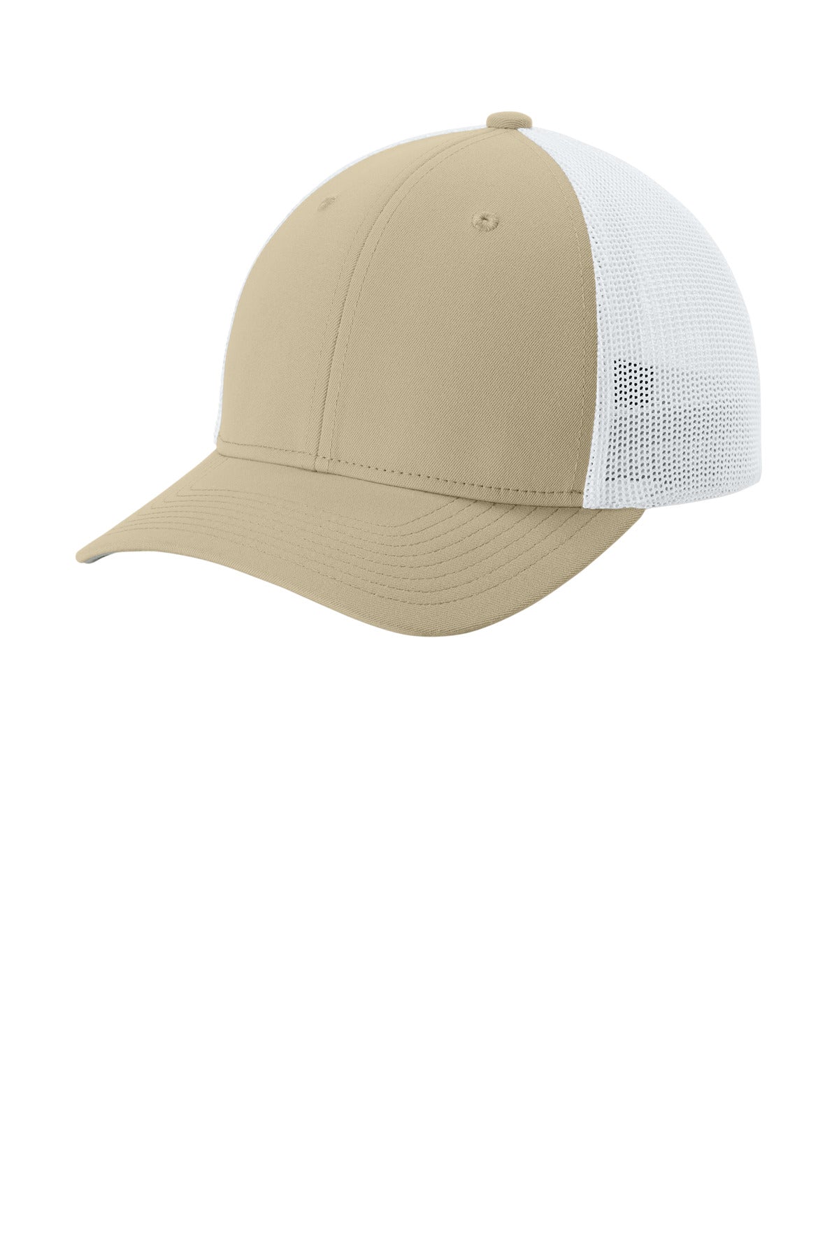 Custom logo Sport-Tek® Stretch-Tek Mesh Back Cap STC60 in Sahara/ White