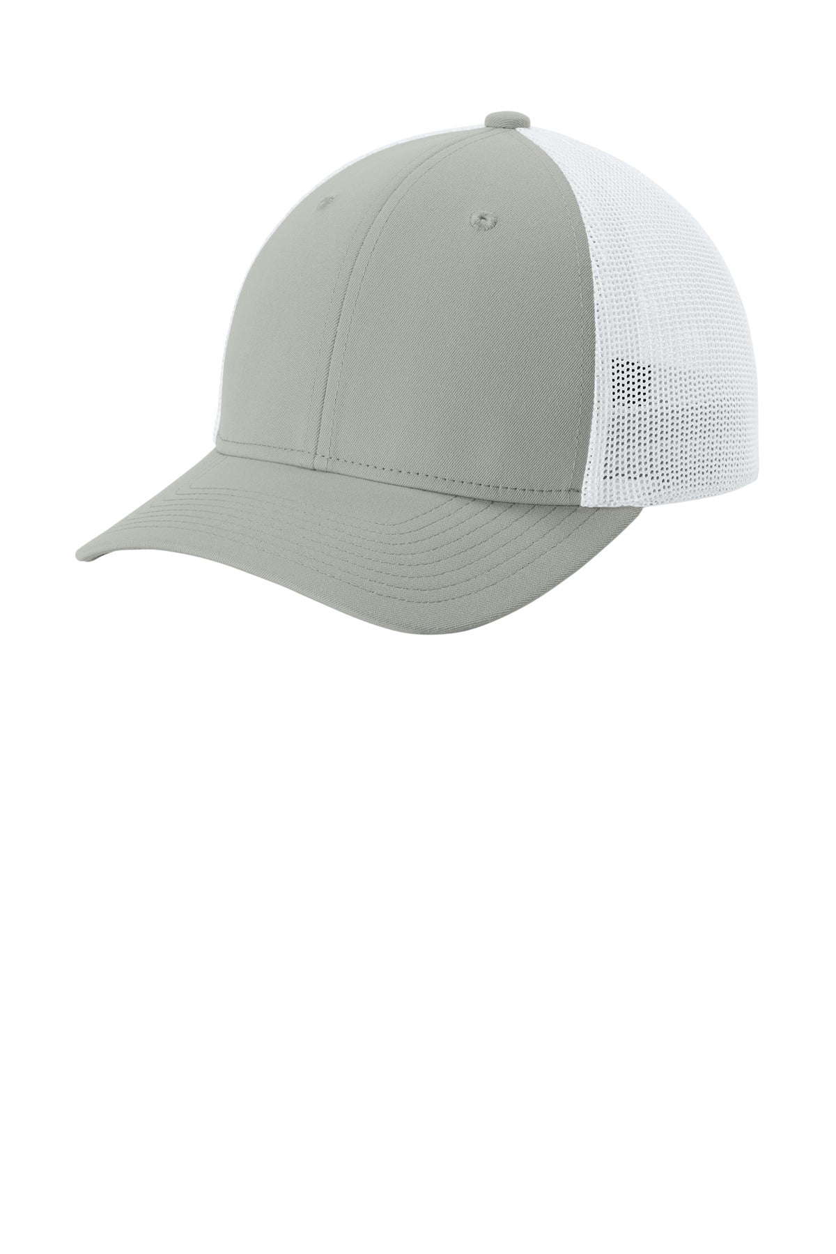 Custom logo Sport-Tek® Stretch-Tek Mesh Back Cap STC60 in Silver/ White