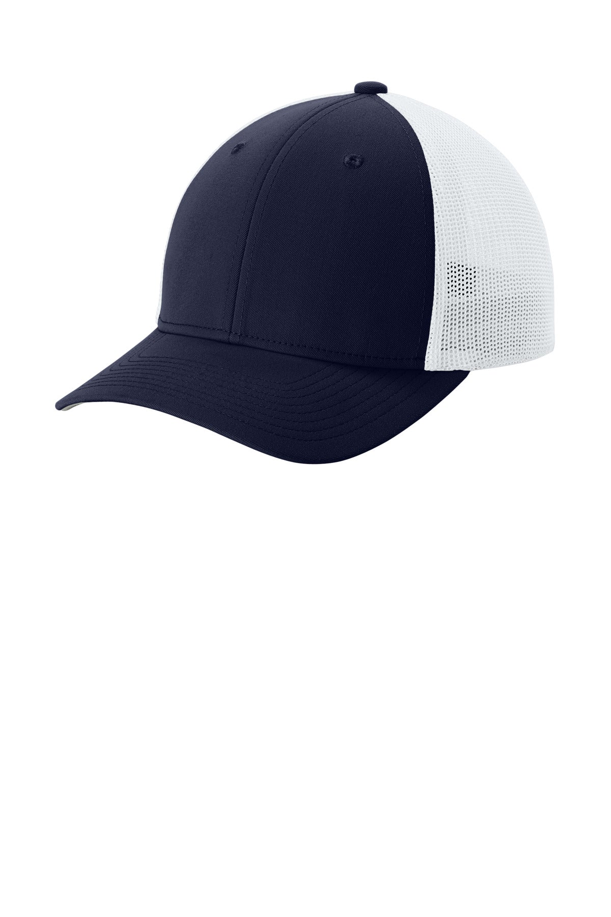 Custom logo Sport-Tek® Stretch-Tek Mesh Back Cap STC60 in True Navy/ White