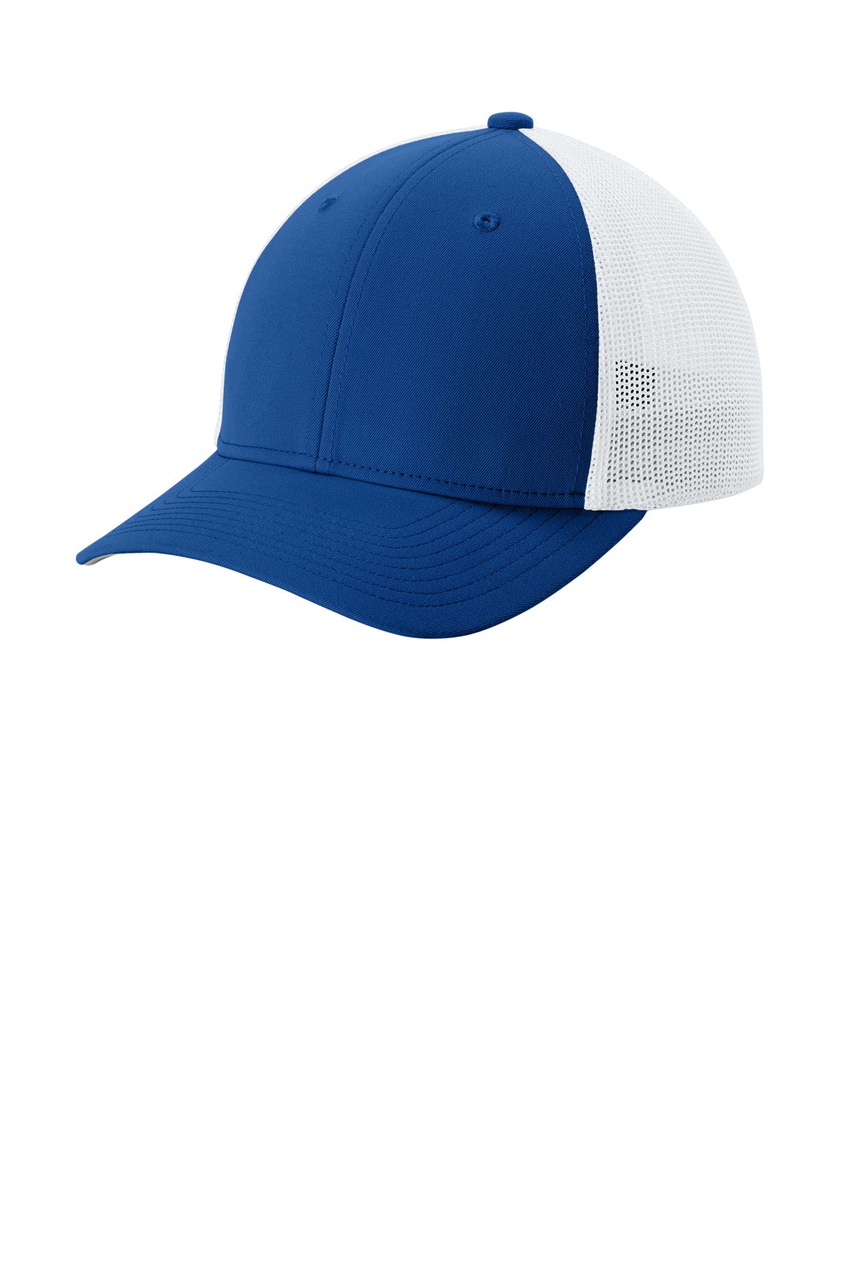 Custom logo Sport-Tek® Stretch-Tek Mesh Back Cap STC60 in True Royal/ White