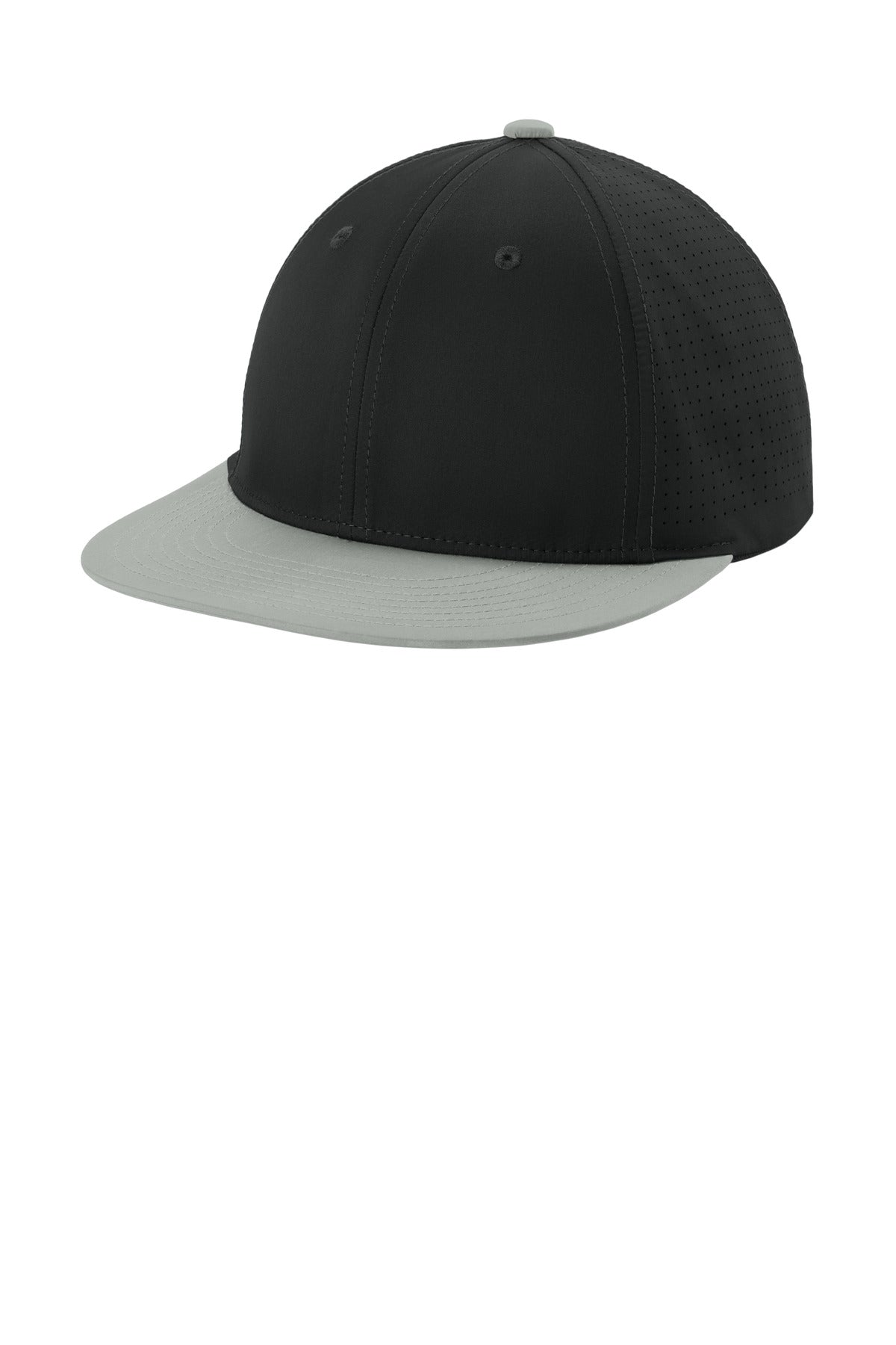 Custom logo Sport-Tek® Pro-Cut Stretch-Tek Cap STC64 in Black/ Silver/ Black