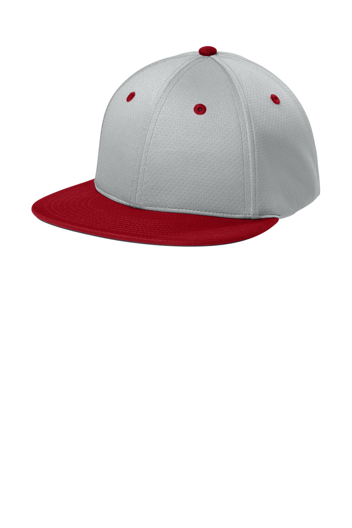Custom logo Sport-Tek® Impact Mesh Stretch-Tek Cap STC70 in Silver/ Deep Red/ Silver