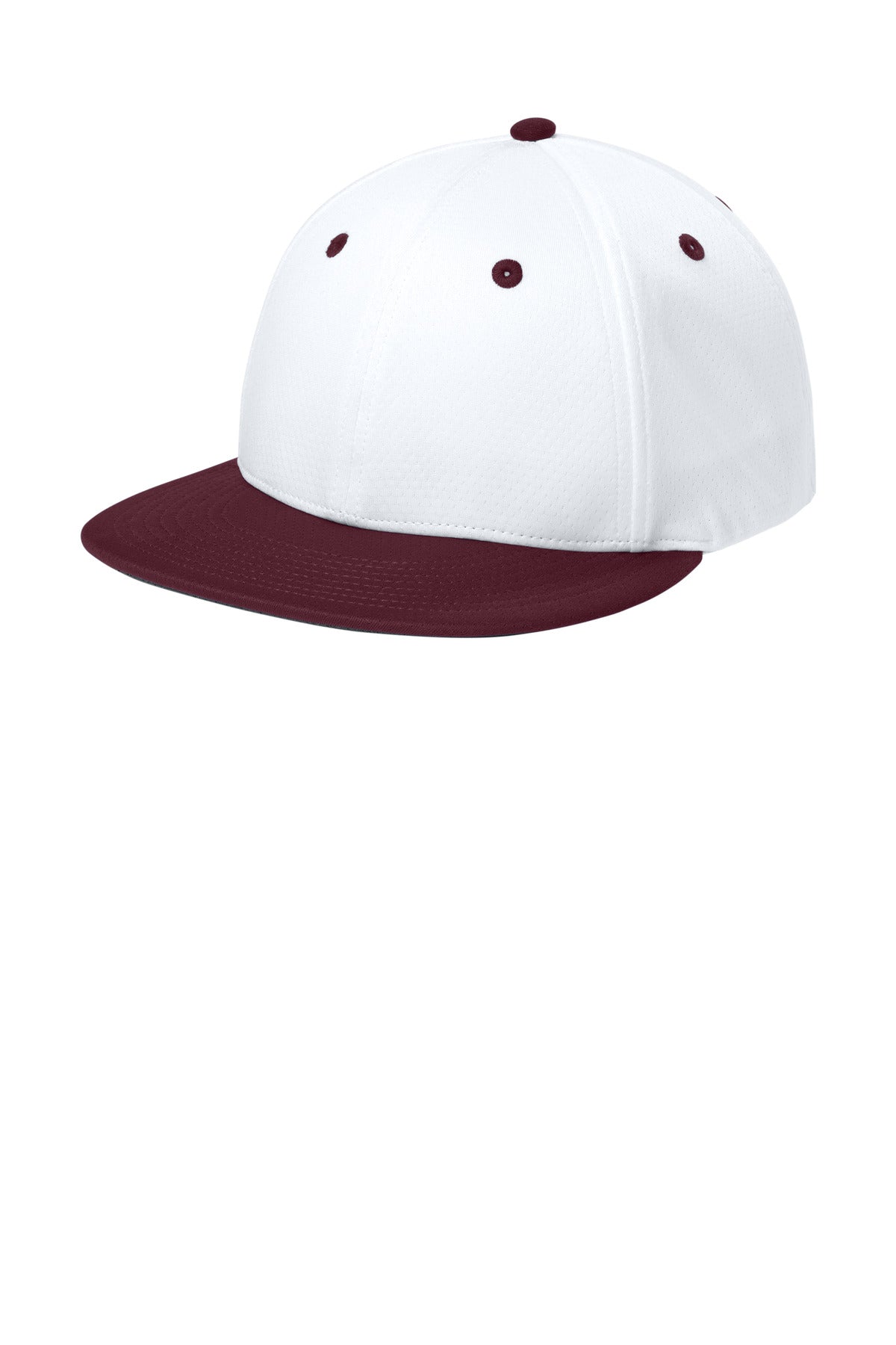 Custom logo Sport-Tek® Impact Mesh Stretch-Tek Cap STC70 in White/ Maroon/ White