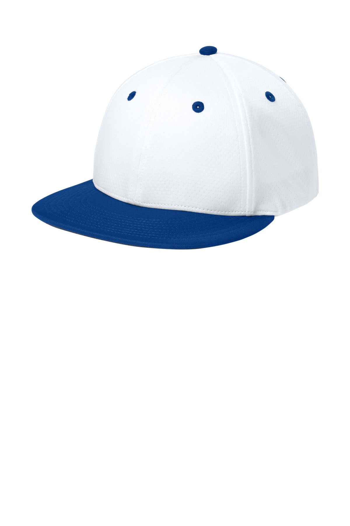 Custom logo Sport-Tek® Impact Mesh Stretch-Tek Cap STC70 in White/ True Royal/ White