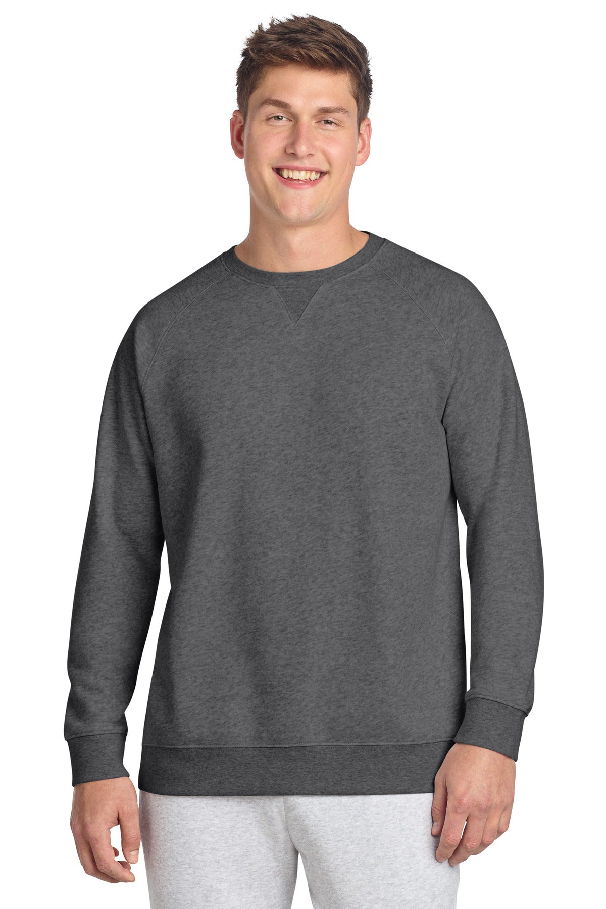 Custom logo Sport-Tek® Drive Fleece Crewneck STF203 in Graphite Heather