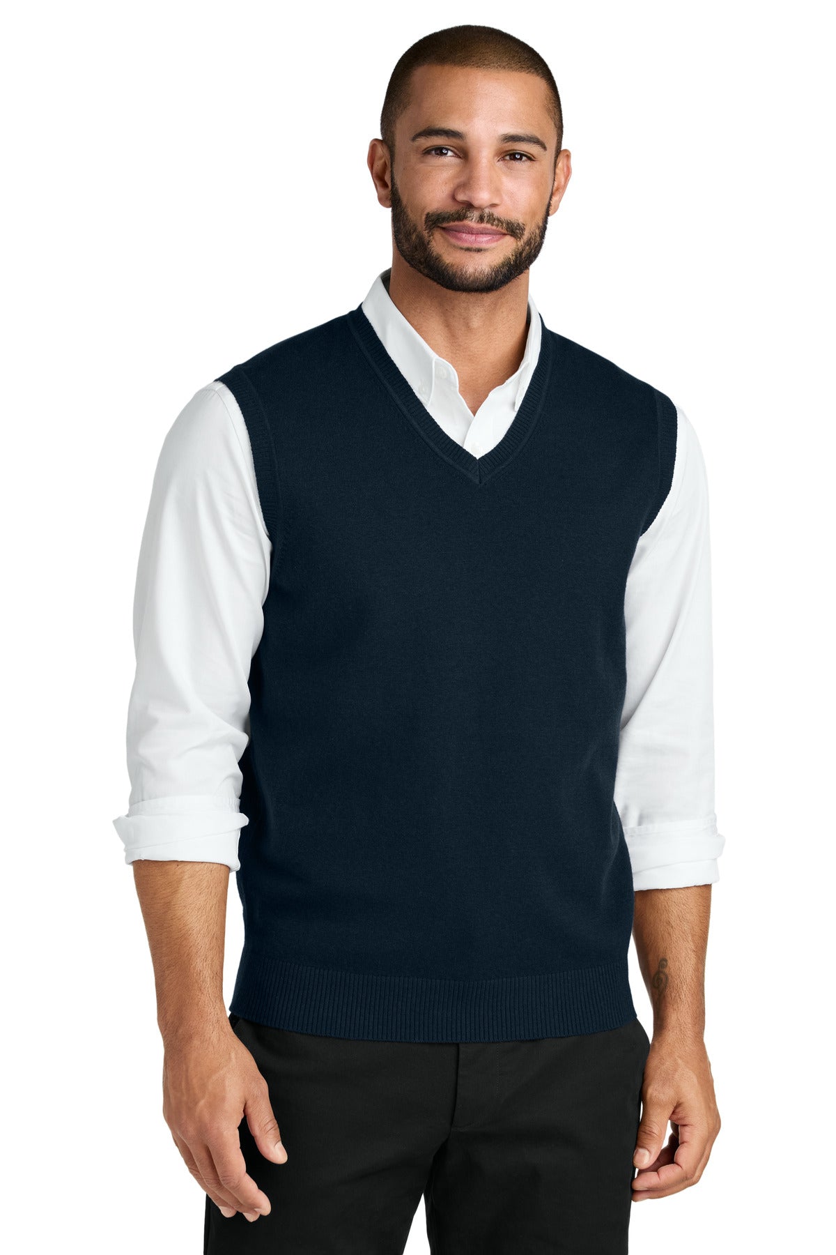 Custom logo Port Authority® Easy Care Sweater Vest SW2860 in River Blue Navy