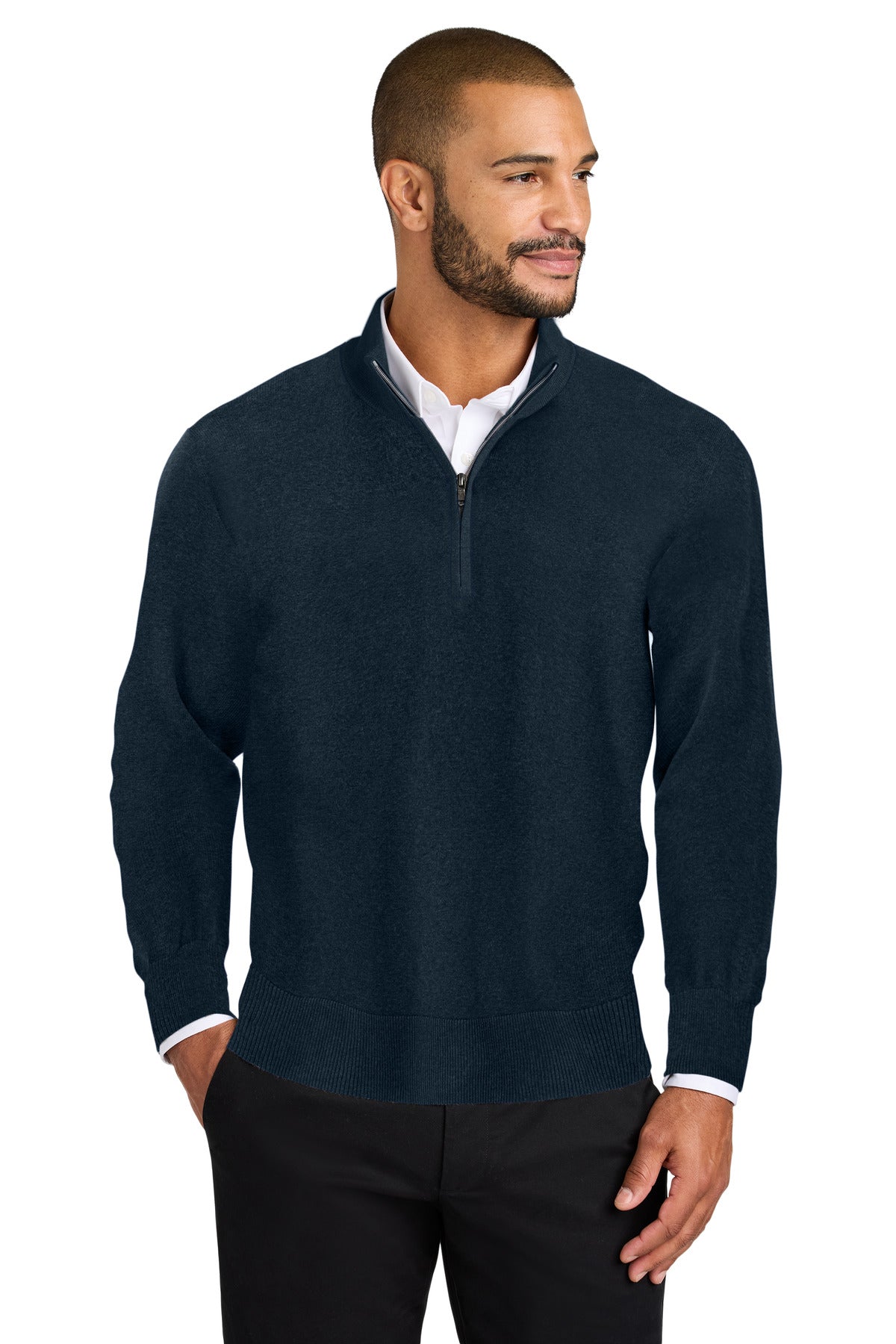 Custom logo Port Authority® Easy Care 1/4-Zip Sweater SW2900 in River Blue Navy