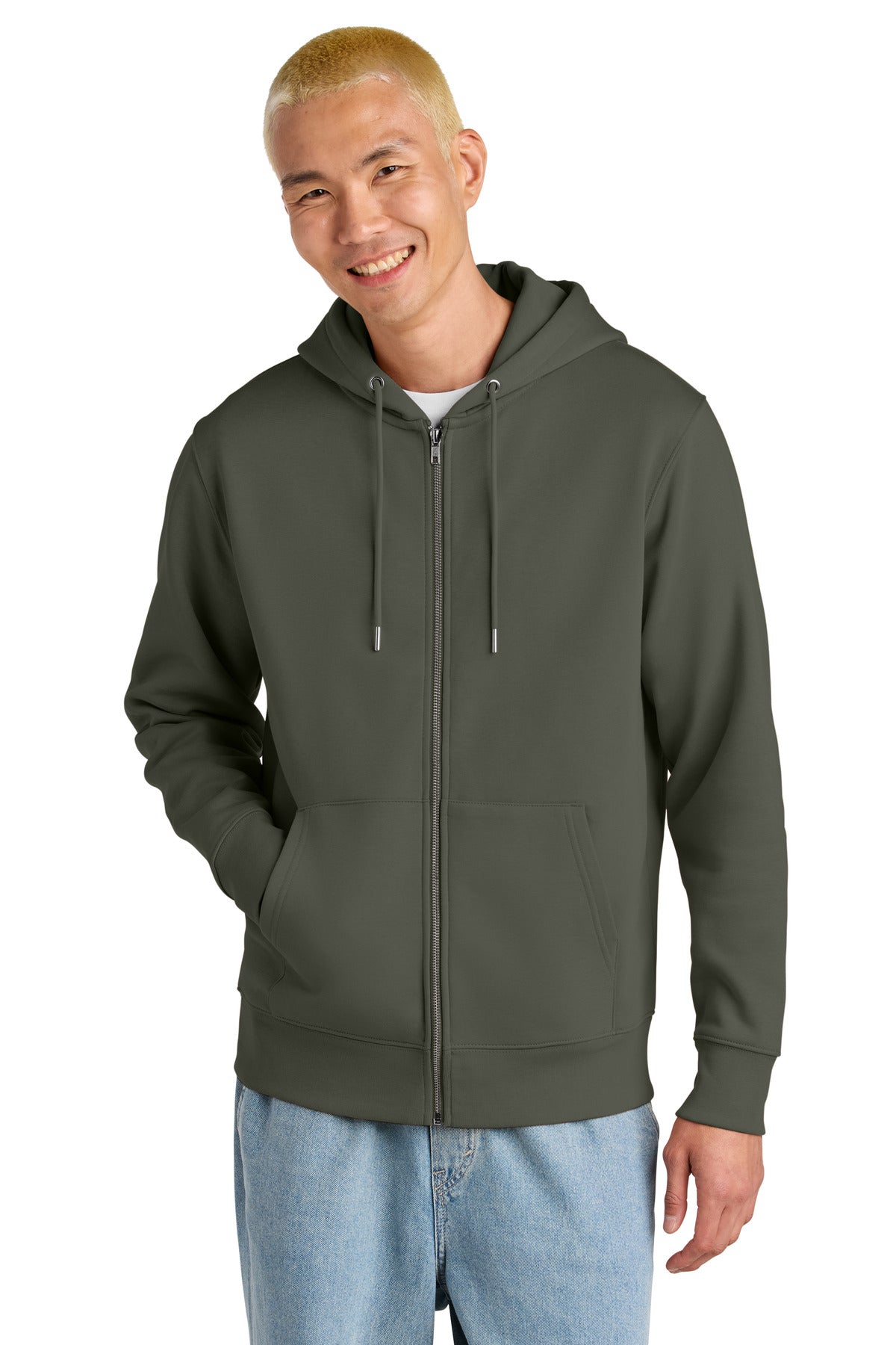 Custom logo Stanley/Stella® Unisex Cultivator 2.0 Full-Zip Hooded Sweatshirt SXU005 in Khaki Green