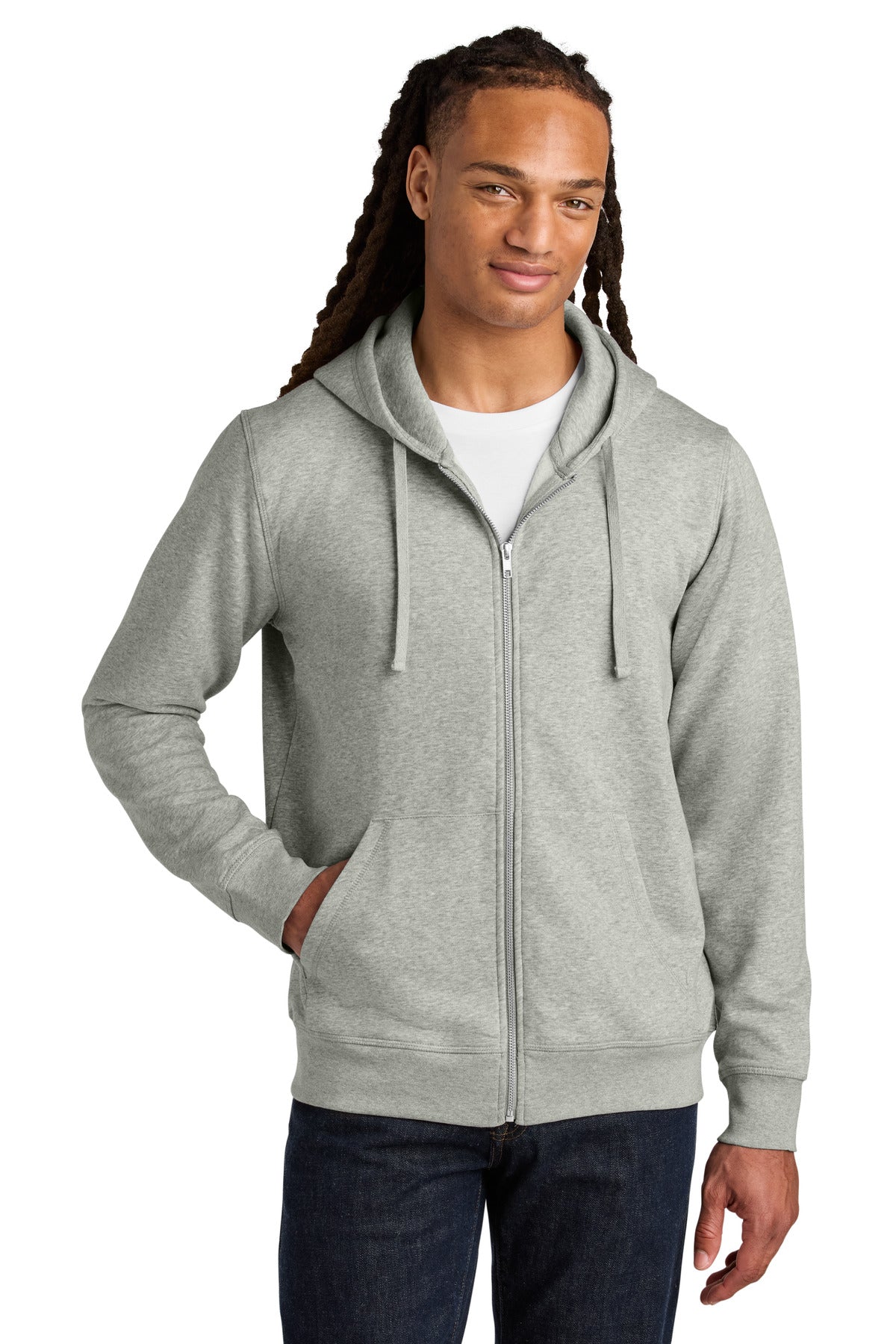 Custom logo Stanley/Stella® Unisex Mixer Full-Zip Hooded Sweatshirt SXU011 in Heather Grey