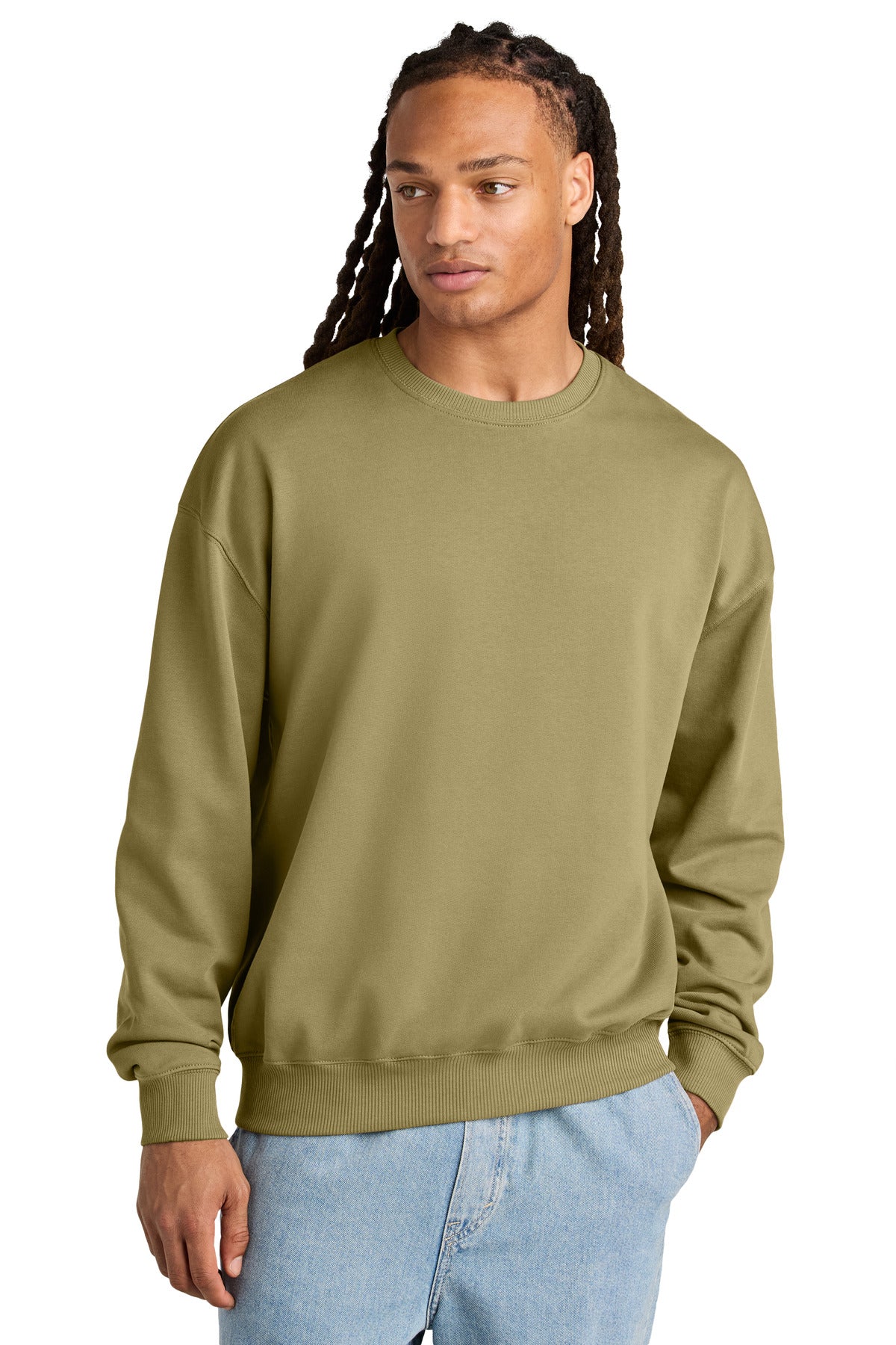 Custom logo Stanley/Stella® Unisex Ledger Dry Crewneck Sweatshirt SXU029 in Faded Olive