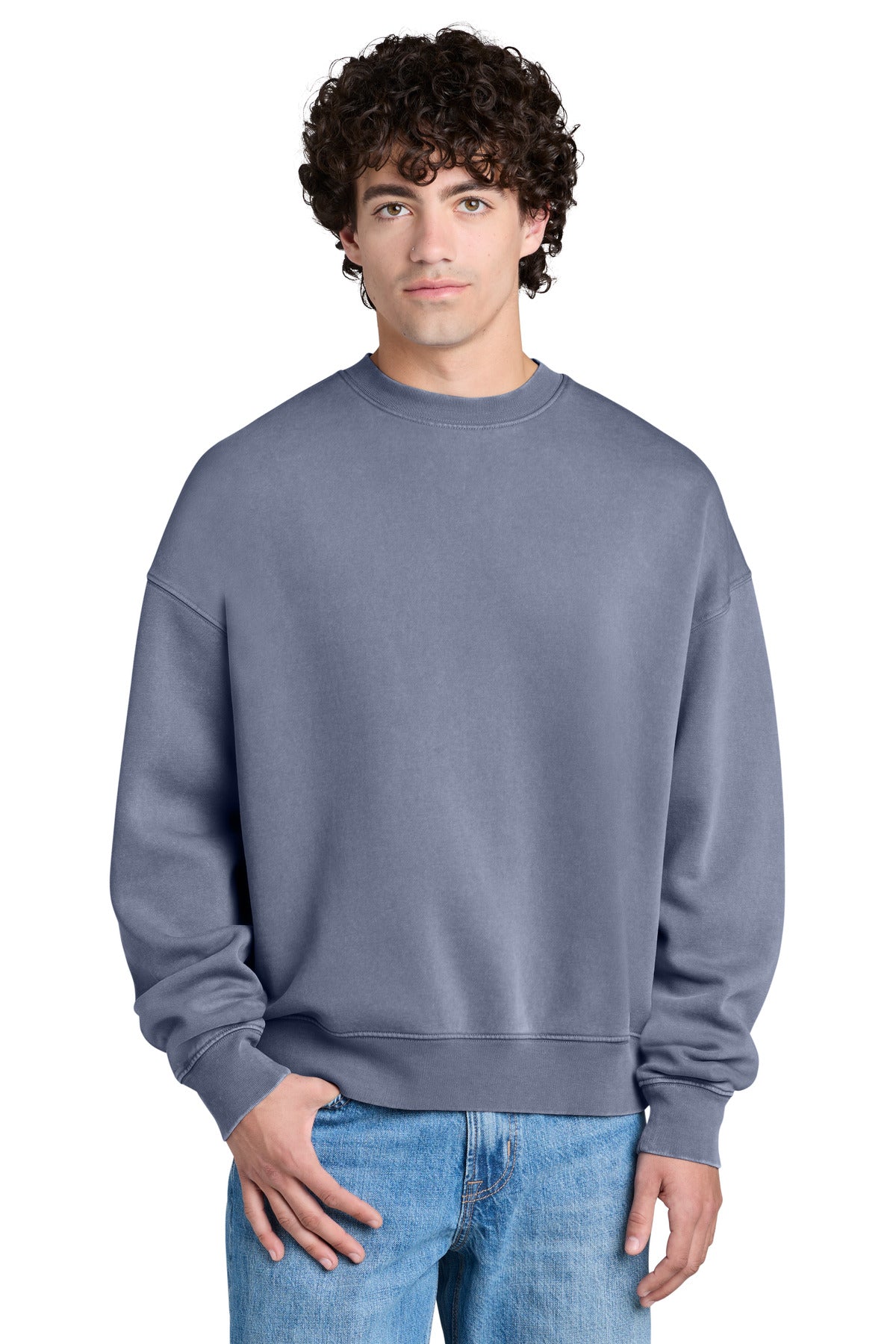 Custom logo Stanley/Stella® Unisex Easer Vintage Crewneck Sweatshirt SXU043 in G. Dyed Blue Grey