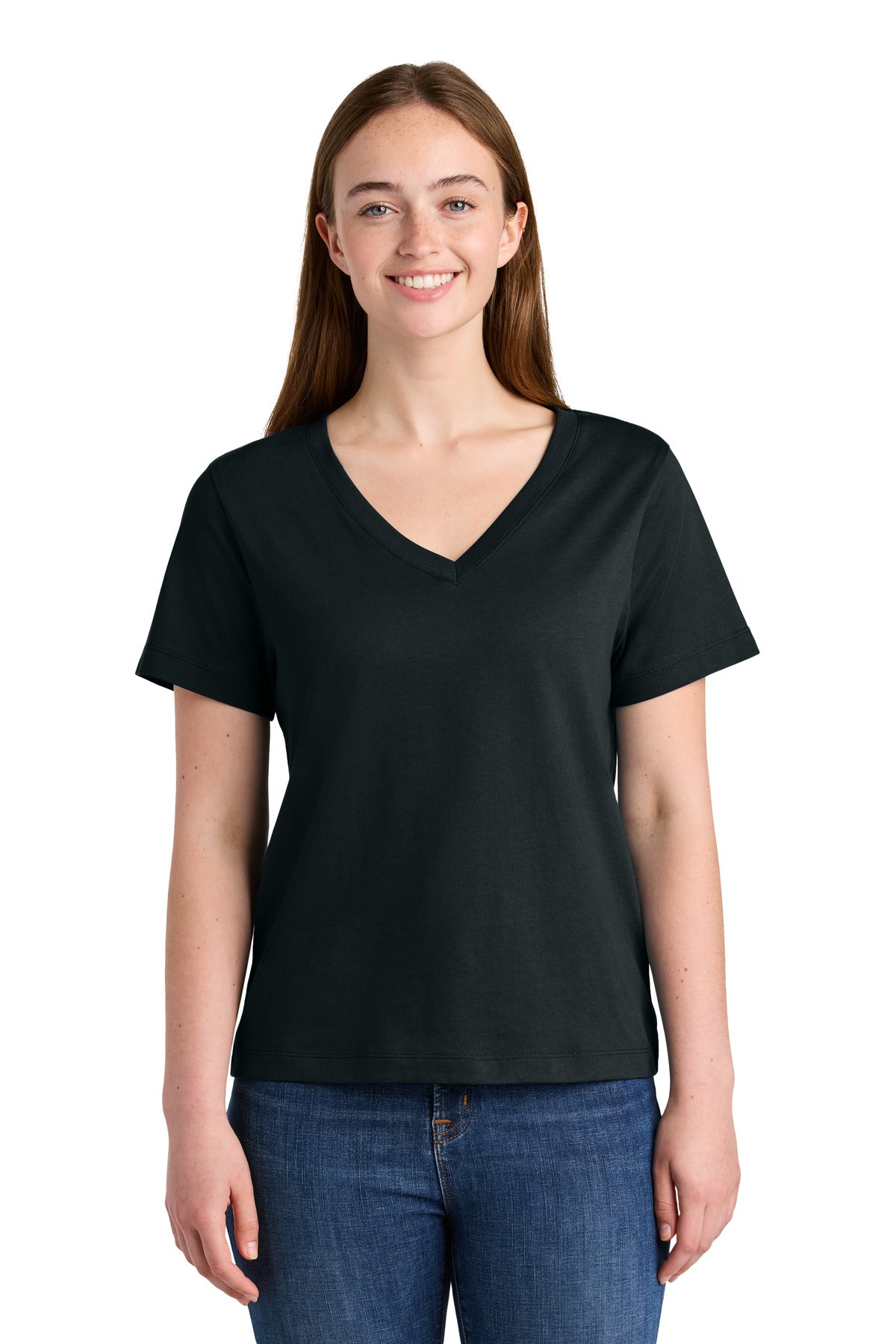 Custom logo Stanley/Stella® Women's Stella Isla V-Neck Tee SXW032 in Black