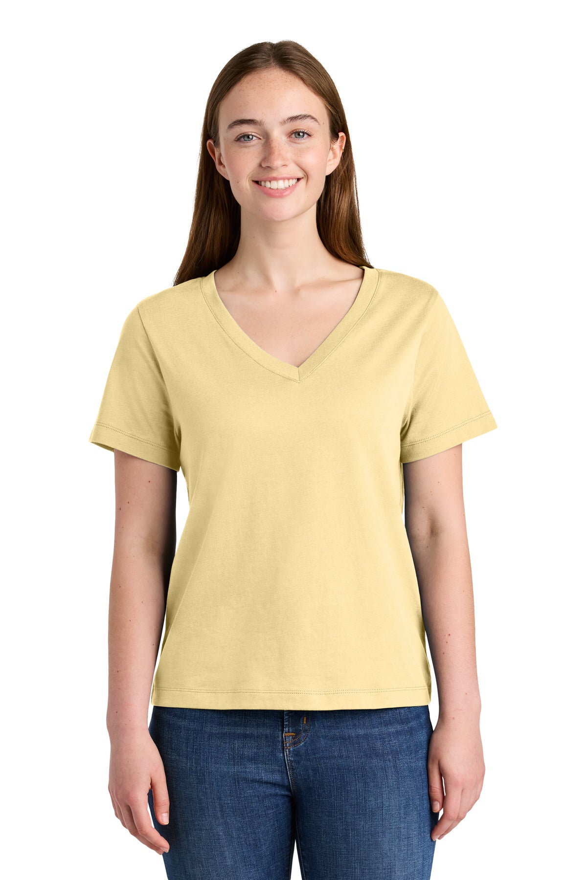 Custom logo Stanley/Stella® Women's Stella Isla V-Neck Tee SXW032 in Butter