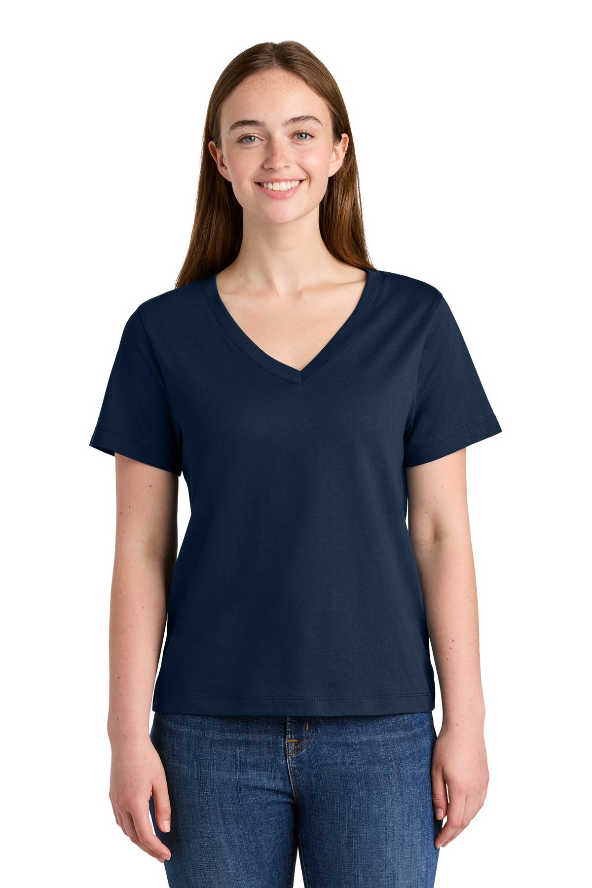 Custom logo Stanley/Stella® Women's Stella Isla V-Neck Tee SXW032 in French Navy