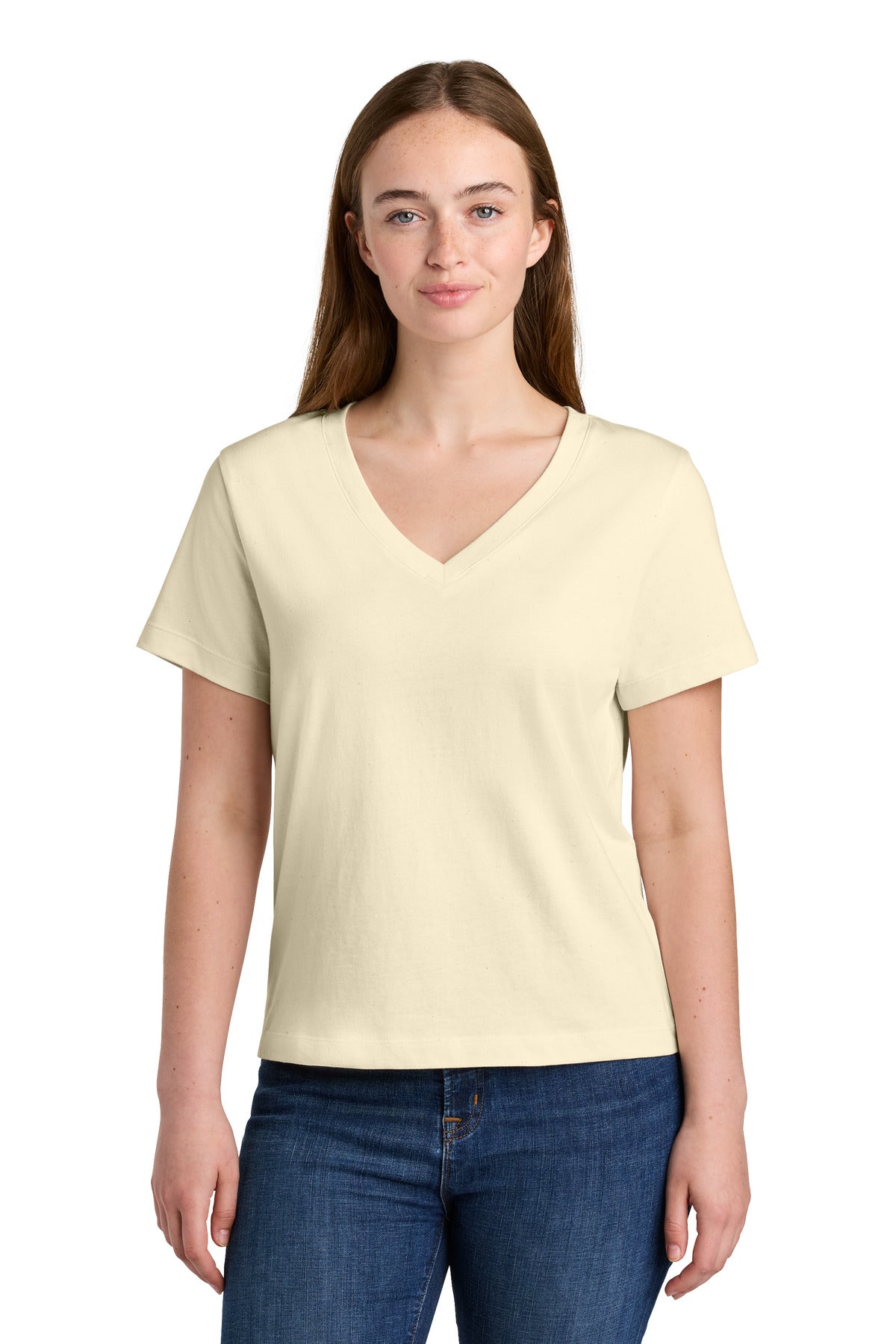 Custom logo Stanley/Stella® Women's Stella Isla V-Neck Tee SXW032 in Natural Raw